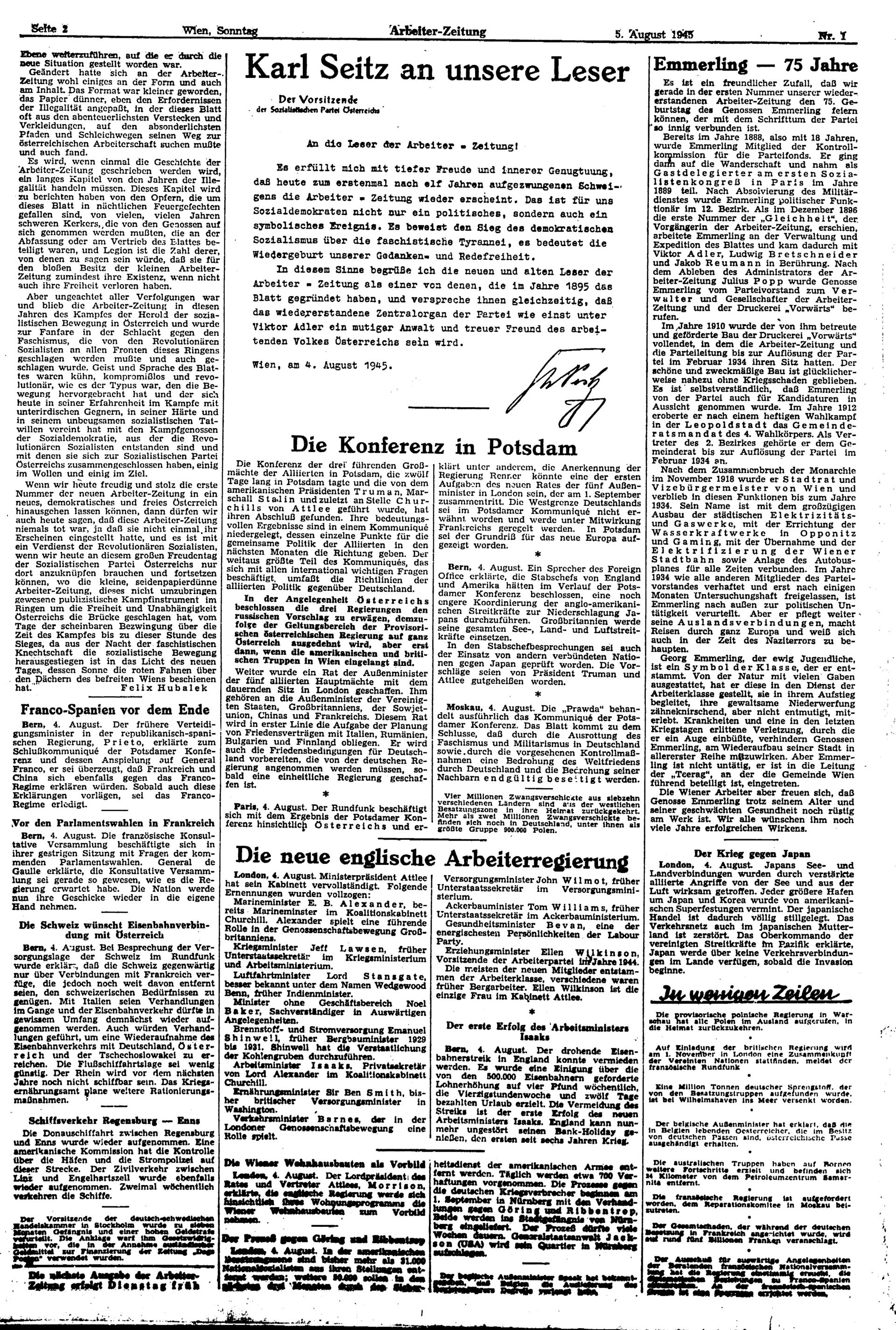 Ausgabe So. 05.08.1945, Seite 2