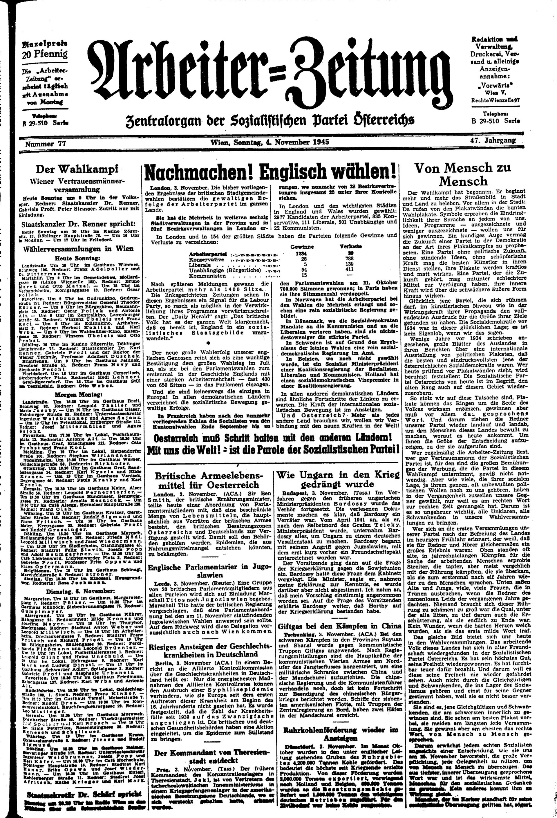 Ausgabe So. 04.11.1945, Seite 1