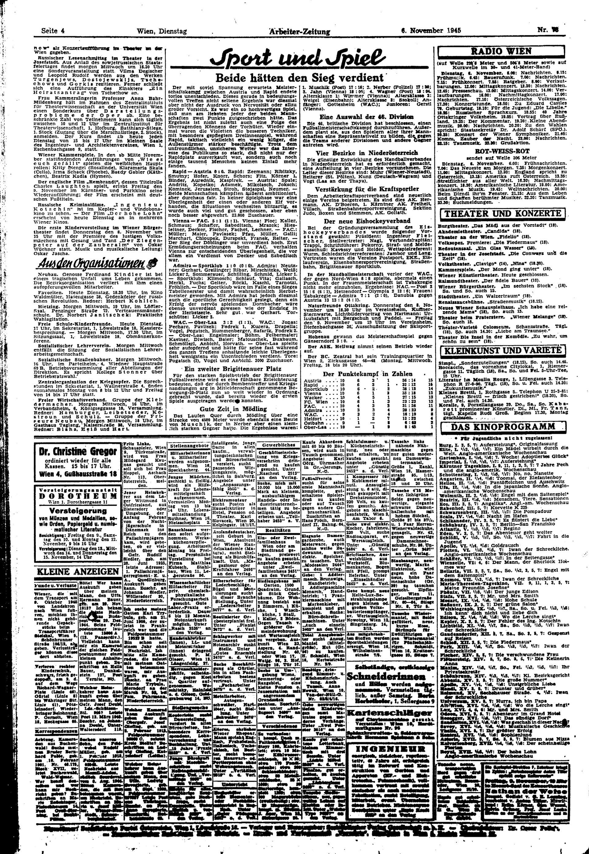 Ausgabe Di. 06.11.1945, Seite 4