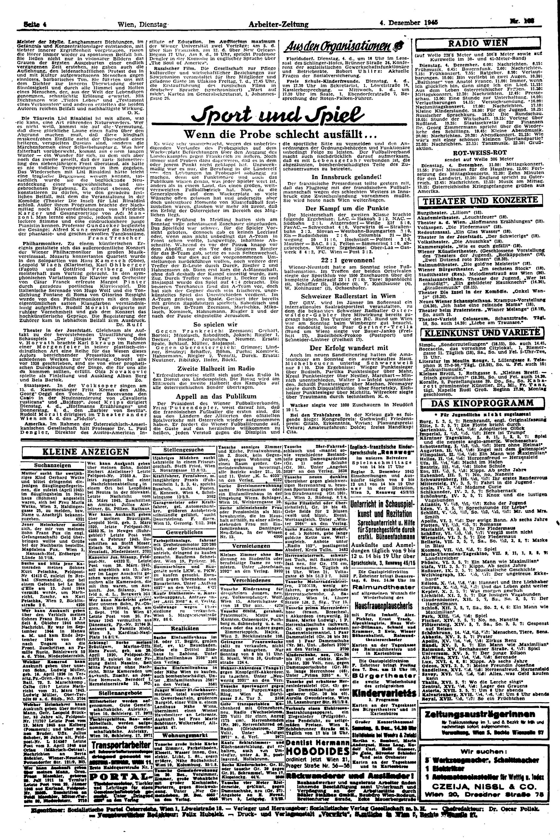 Ausgabe Di. 04.12.1945, Seite 4
