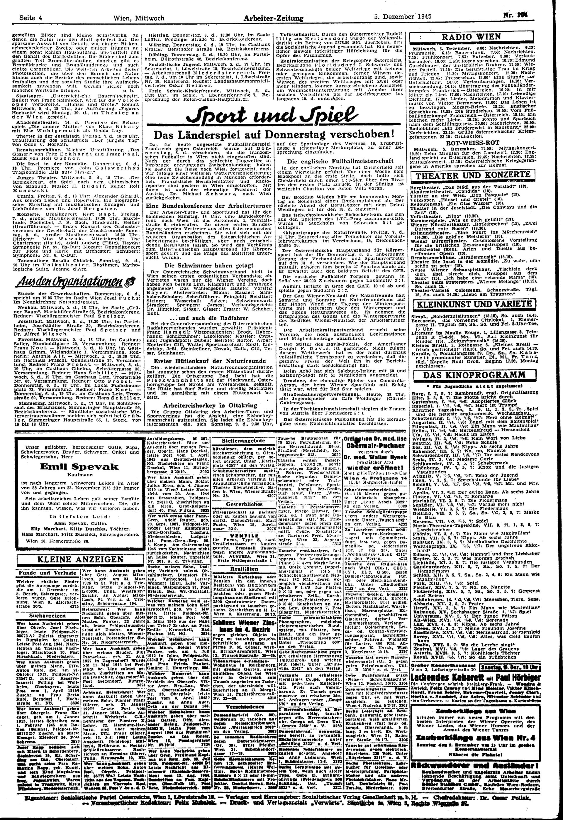 Ausgabe Mi. 05.12.1945, Seite 4