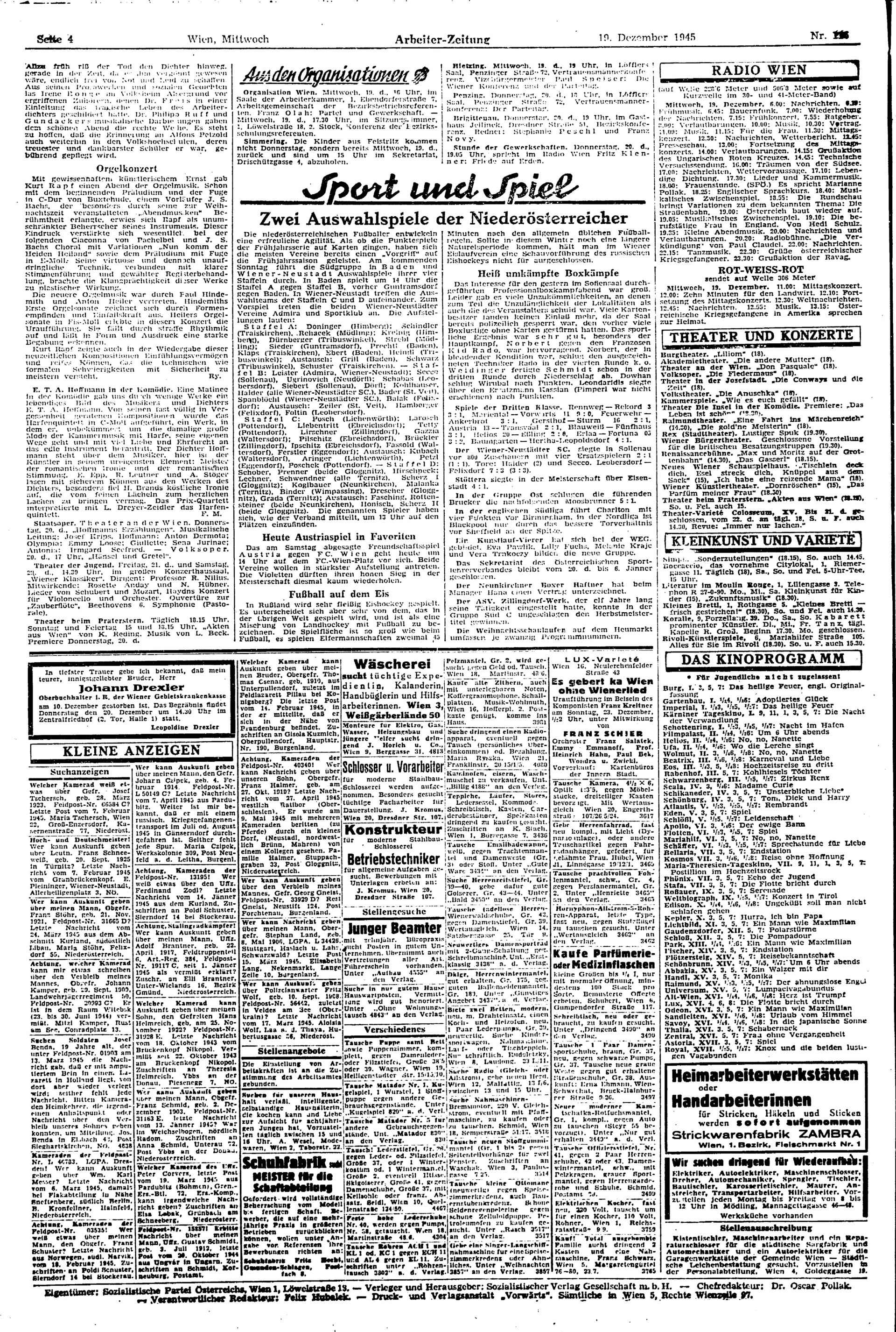 Ausgabe Mi. 19.12.1945, Seite 4