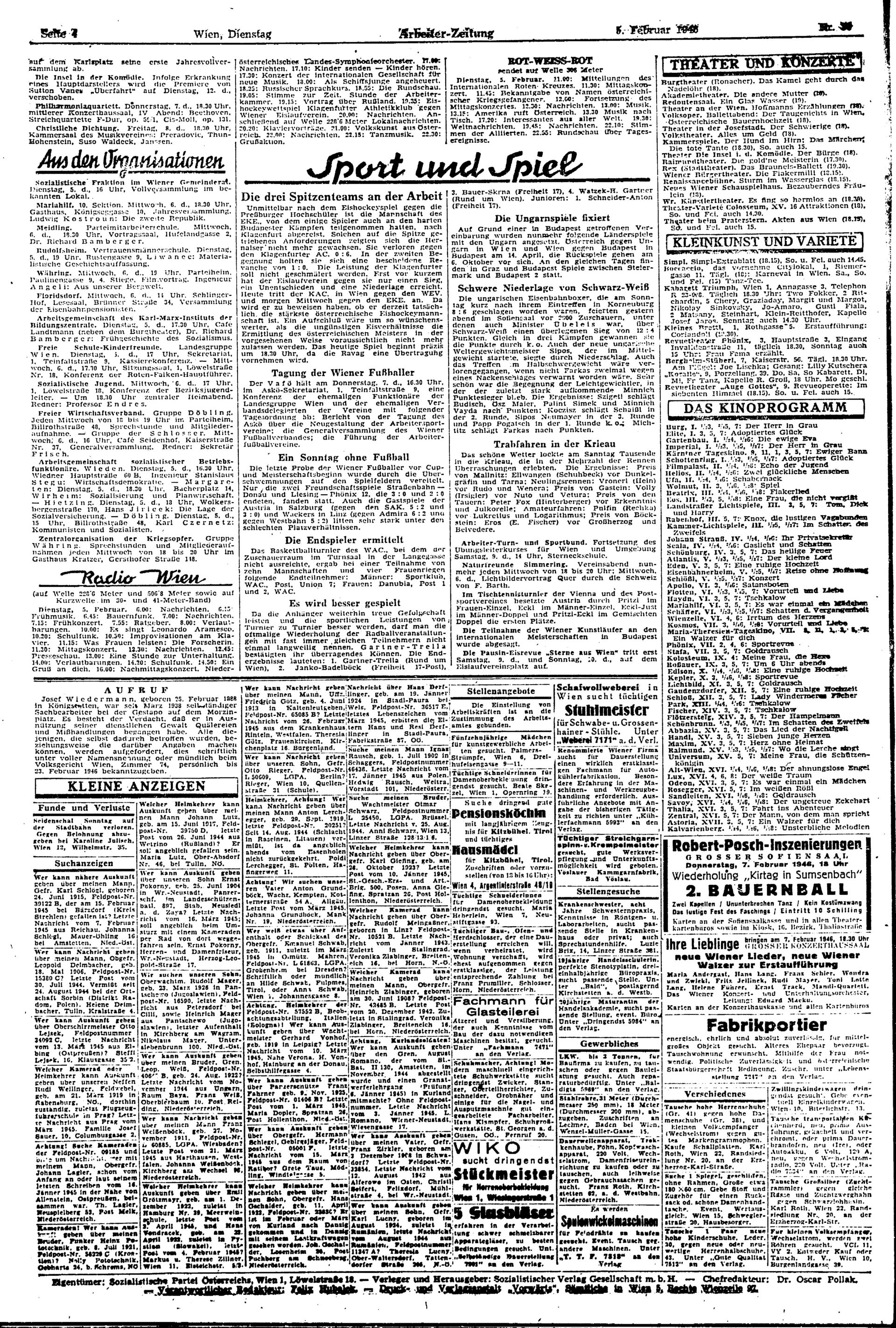 Ausgabe Di. 05.02.1946, Seite 4