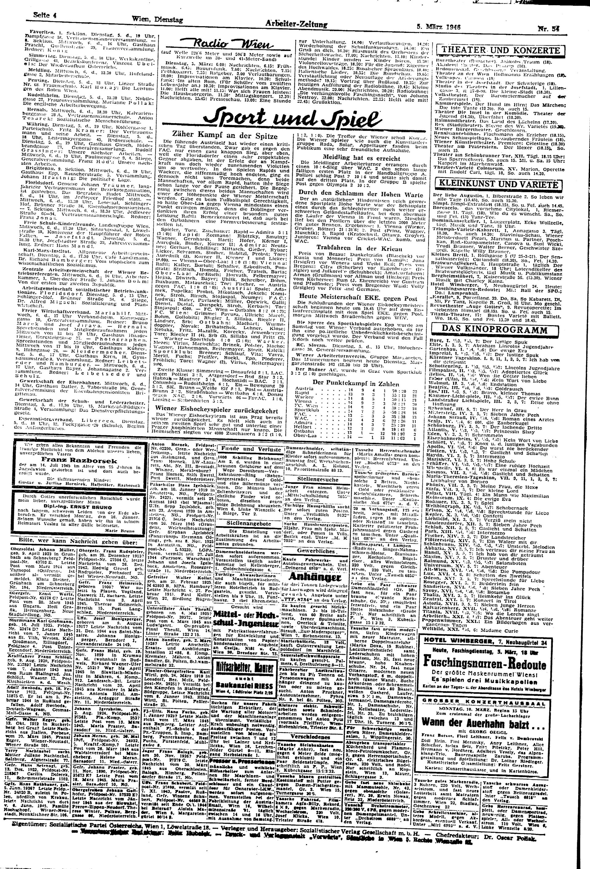Ausgabe Di. 05.03.1946, Seite 4