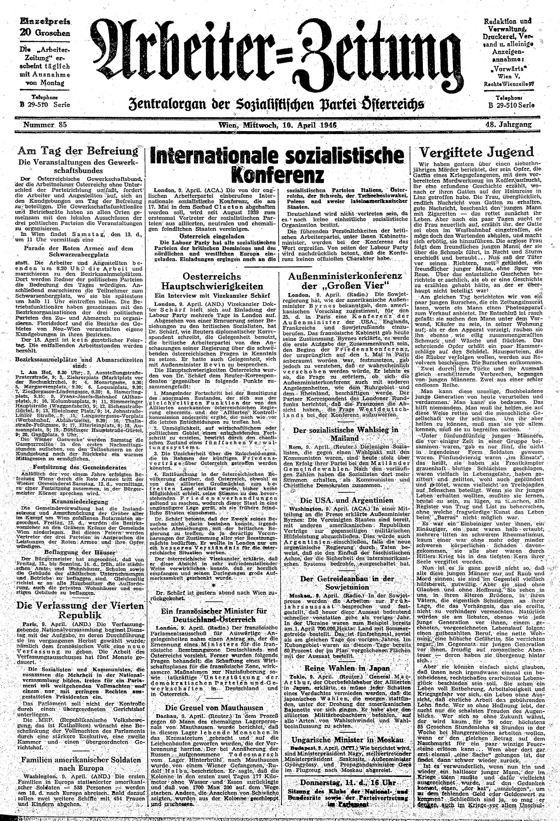Ausgabe Mi. 10.04.1946, Seite 1
