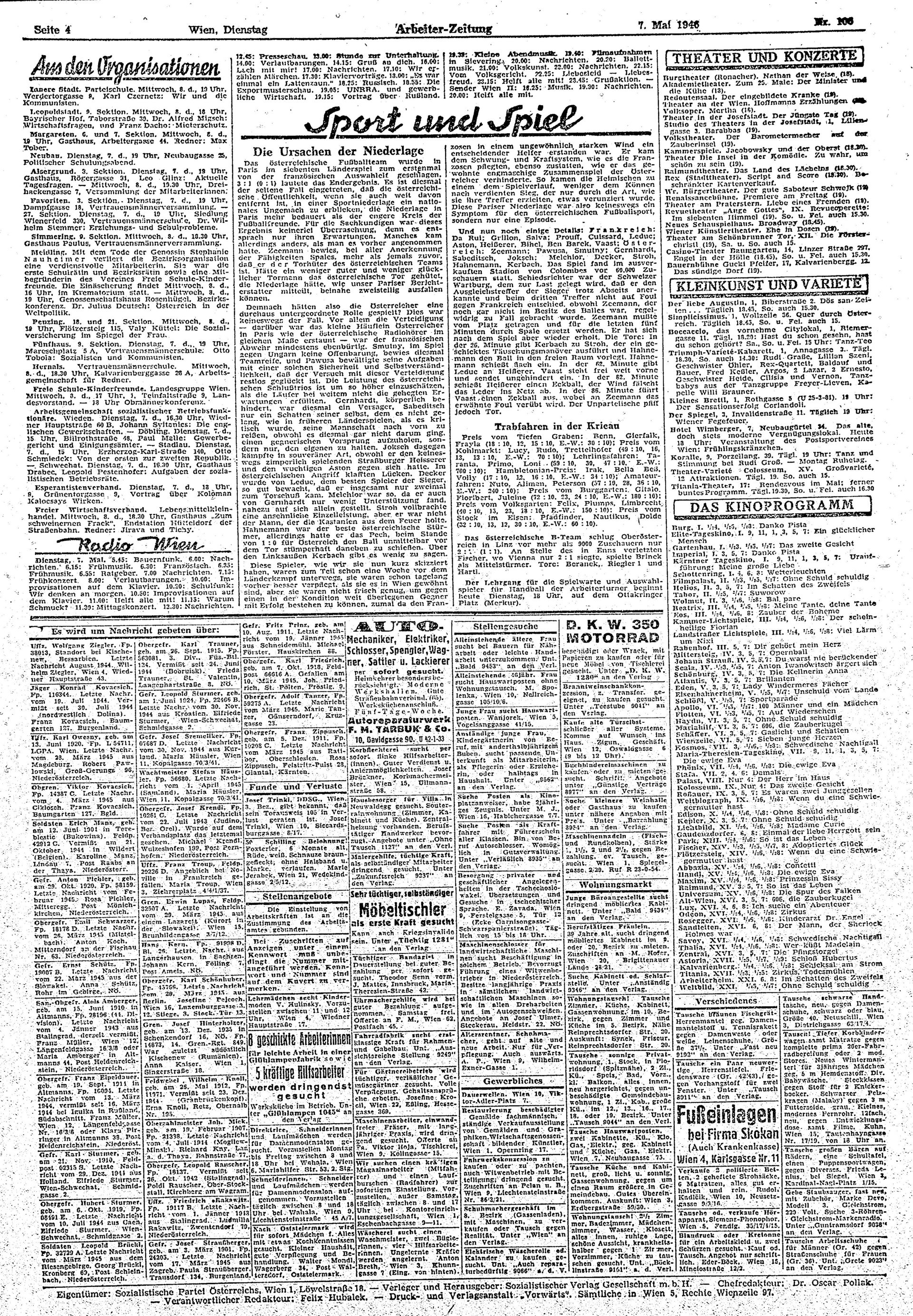 Ausgabe Di. 07.05.1946, Seite 4