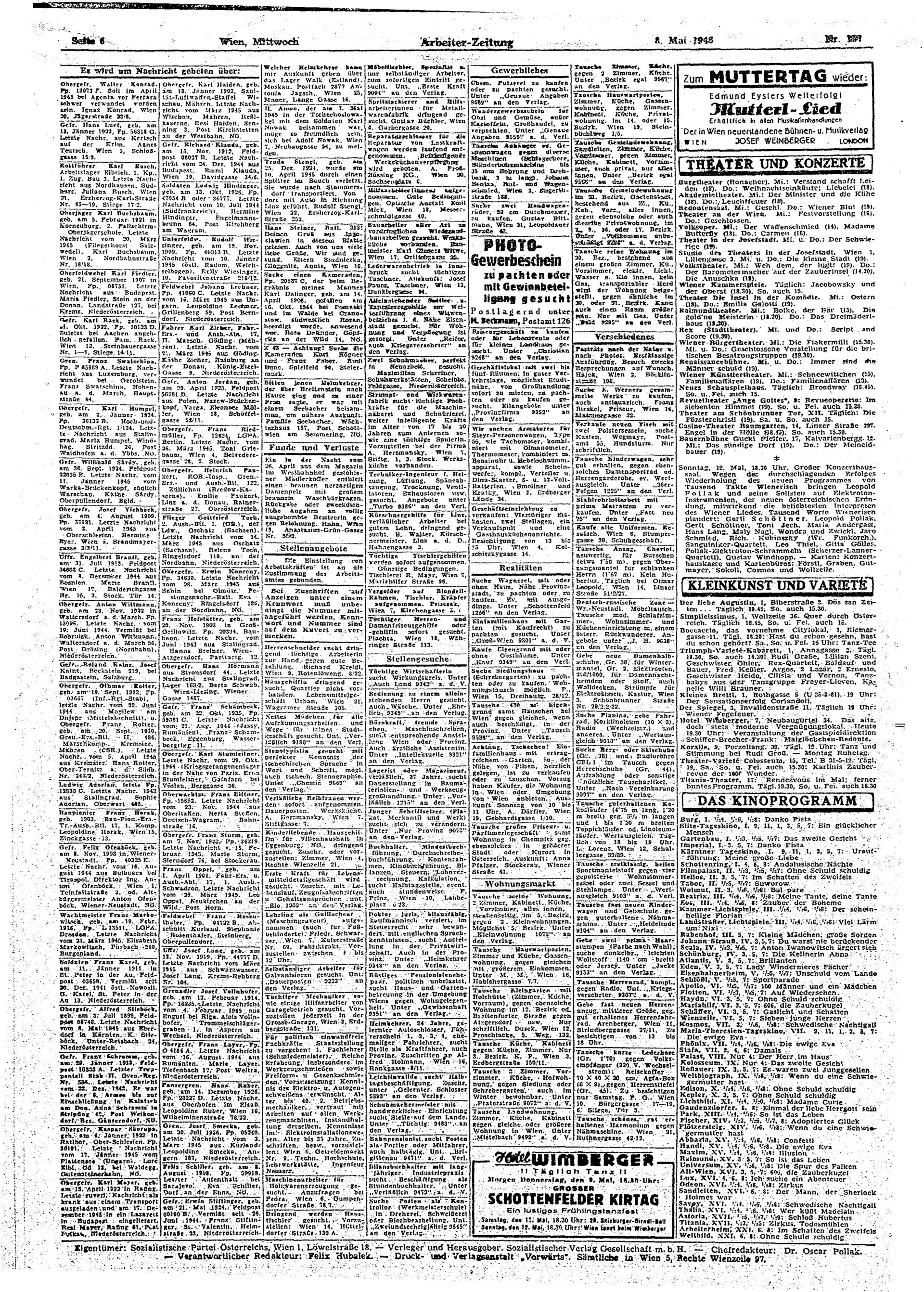 Ausgabe Mi. 08.05.1946, Seite 6