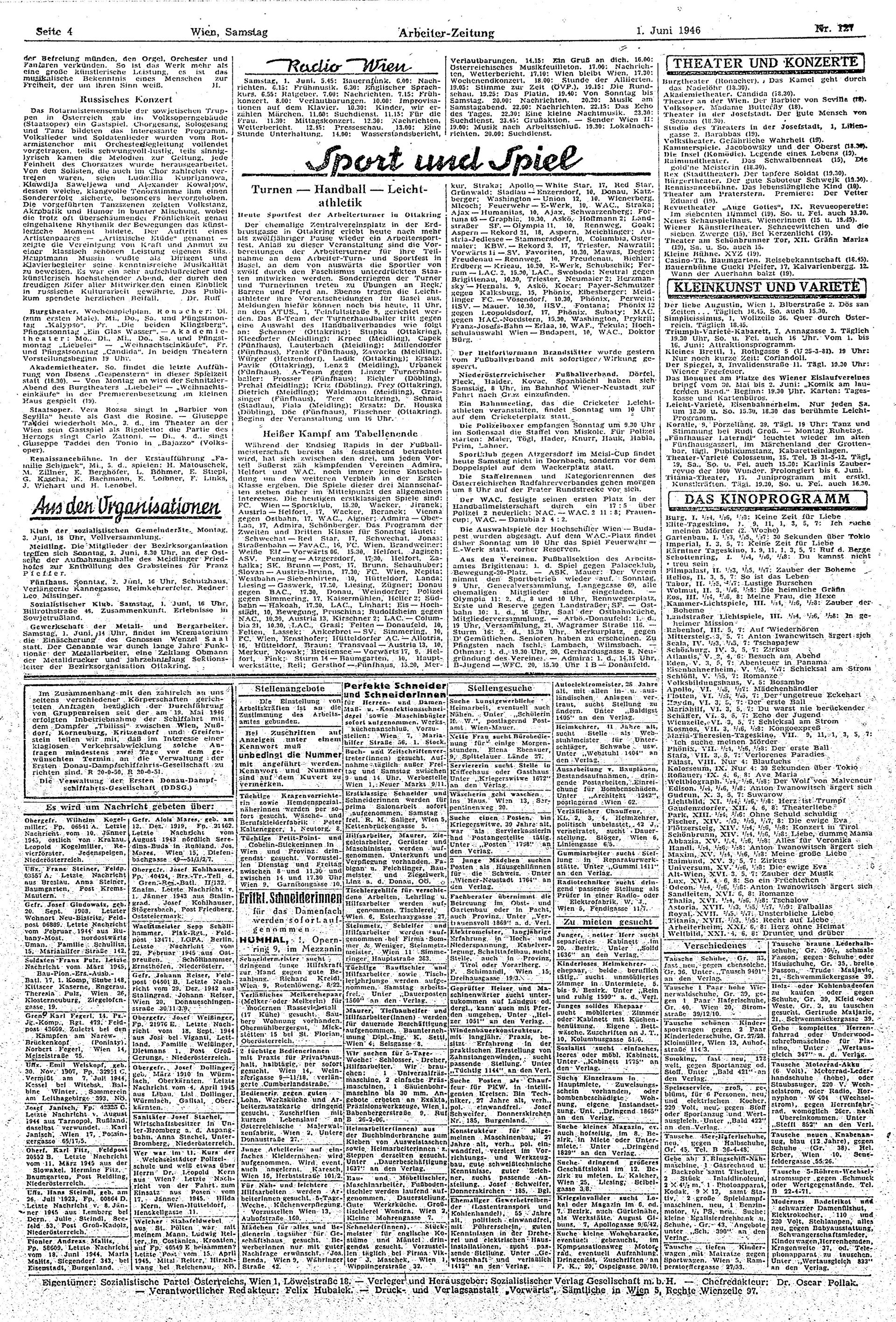 Ausgabe Sa. 01.06.1946, Seite 4