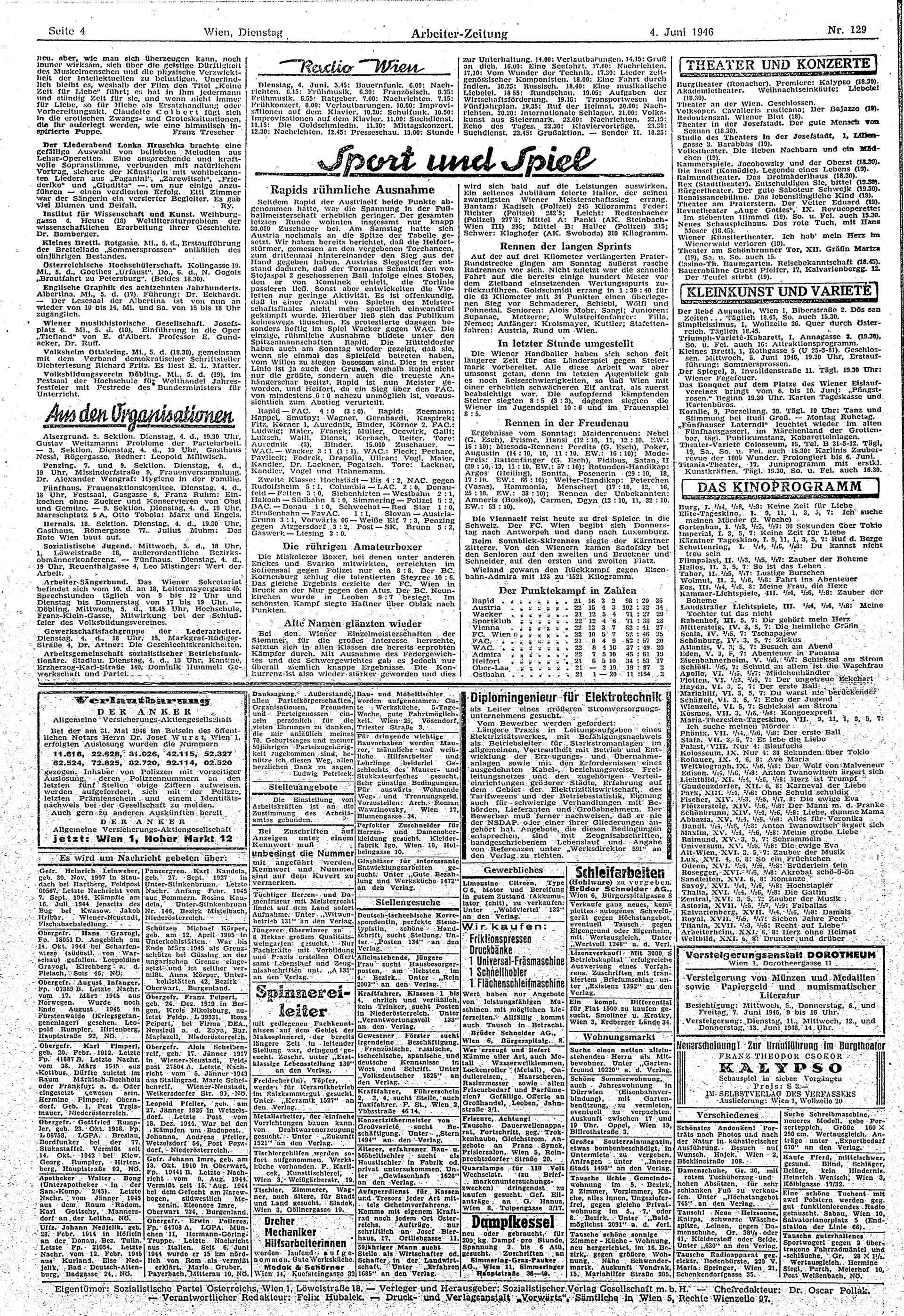 Ausgabe Di. 04.06.1946, Seite 4