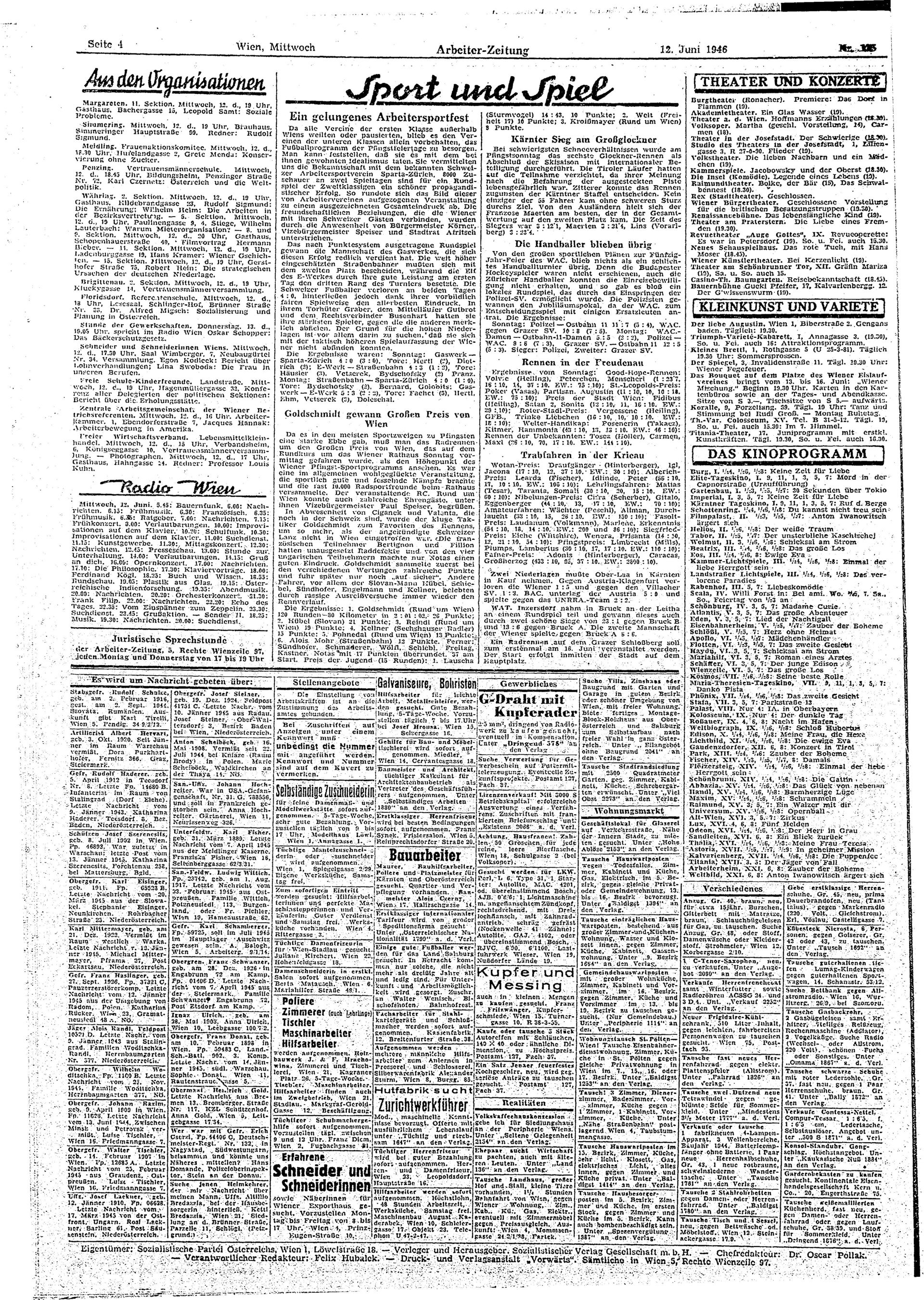 Ausgabe Mi. 12.06.1946, Seite 4