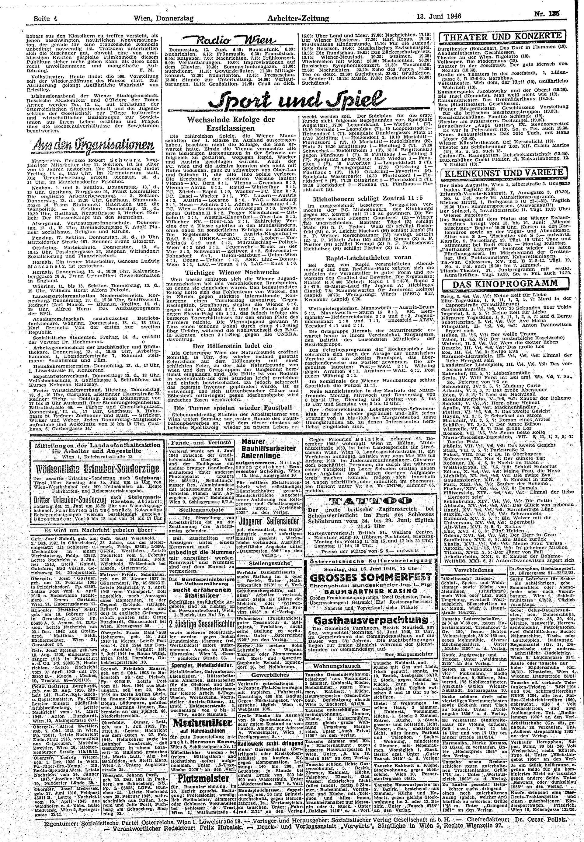 Ausgabe Do. 13.06.1946, Seite 4