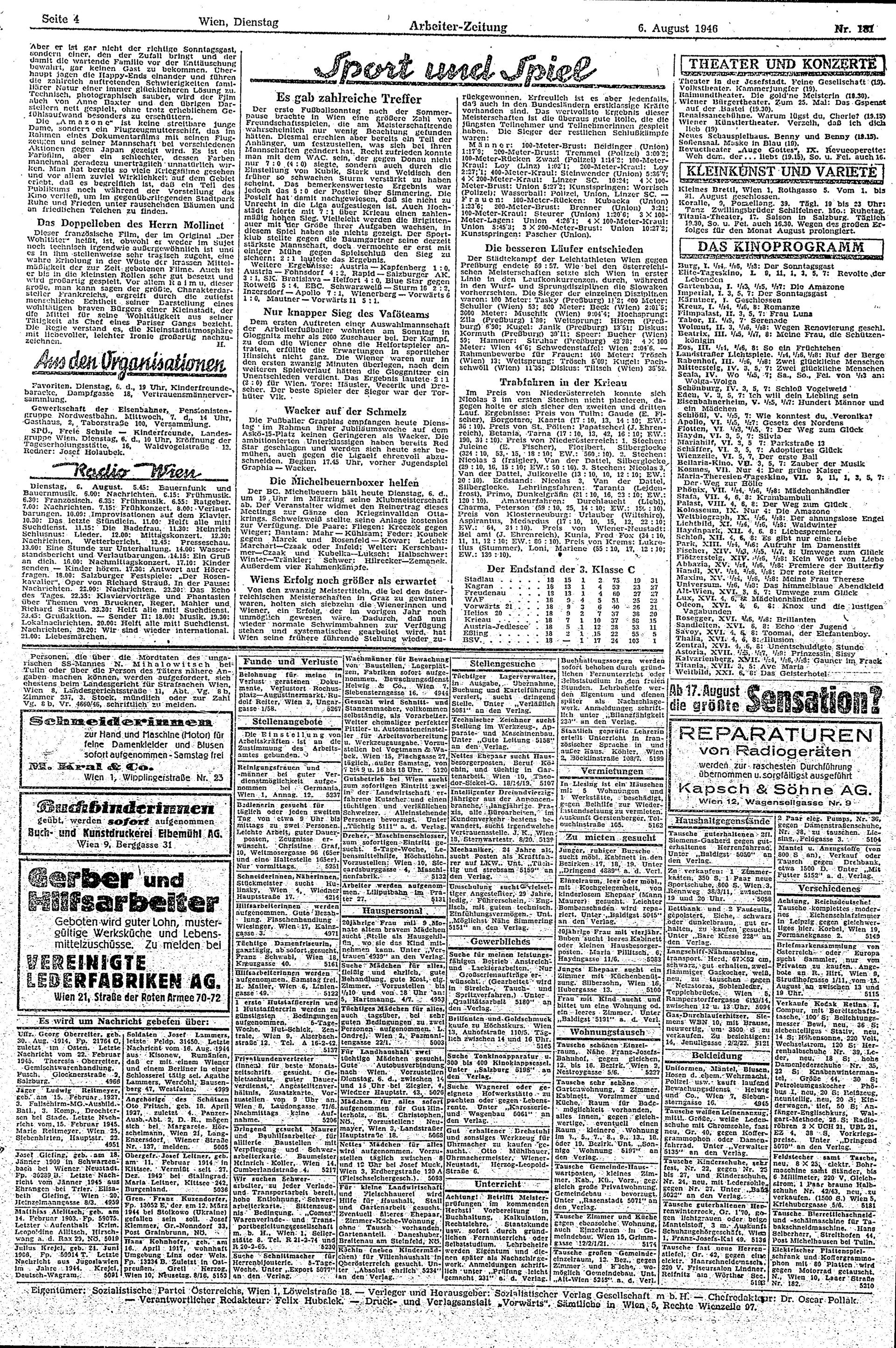 Ausgabe Di. 06.08.1946, Seite 4