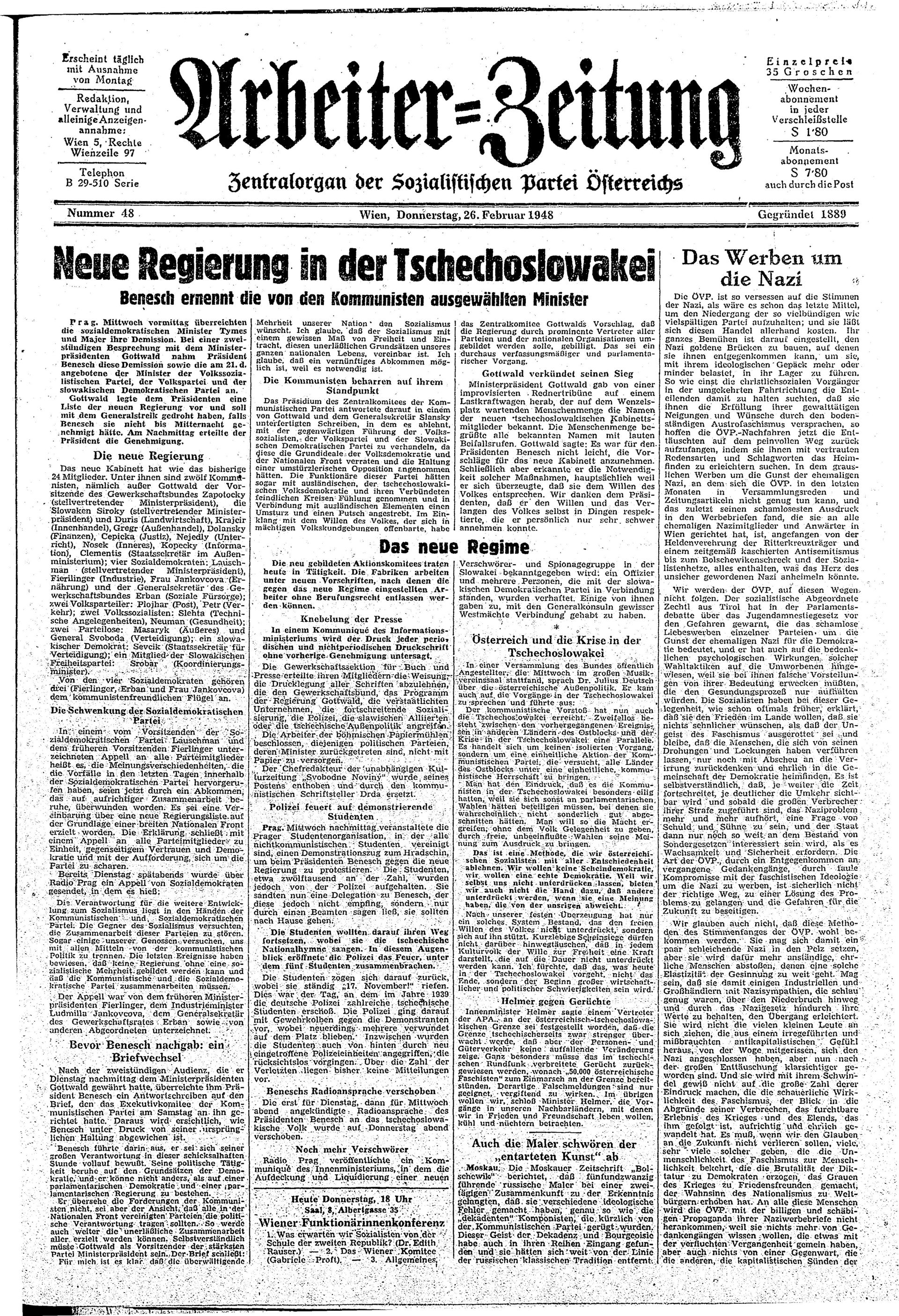 Ausgabe Do. 26.02.1948, Seite 1