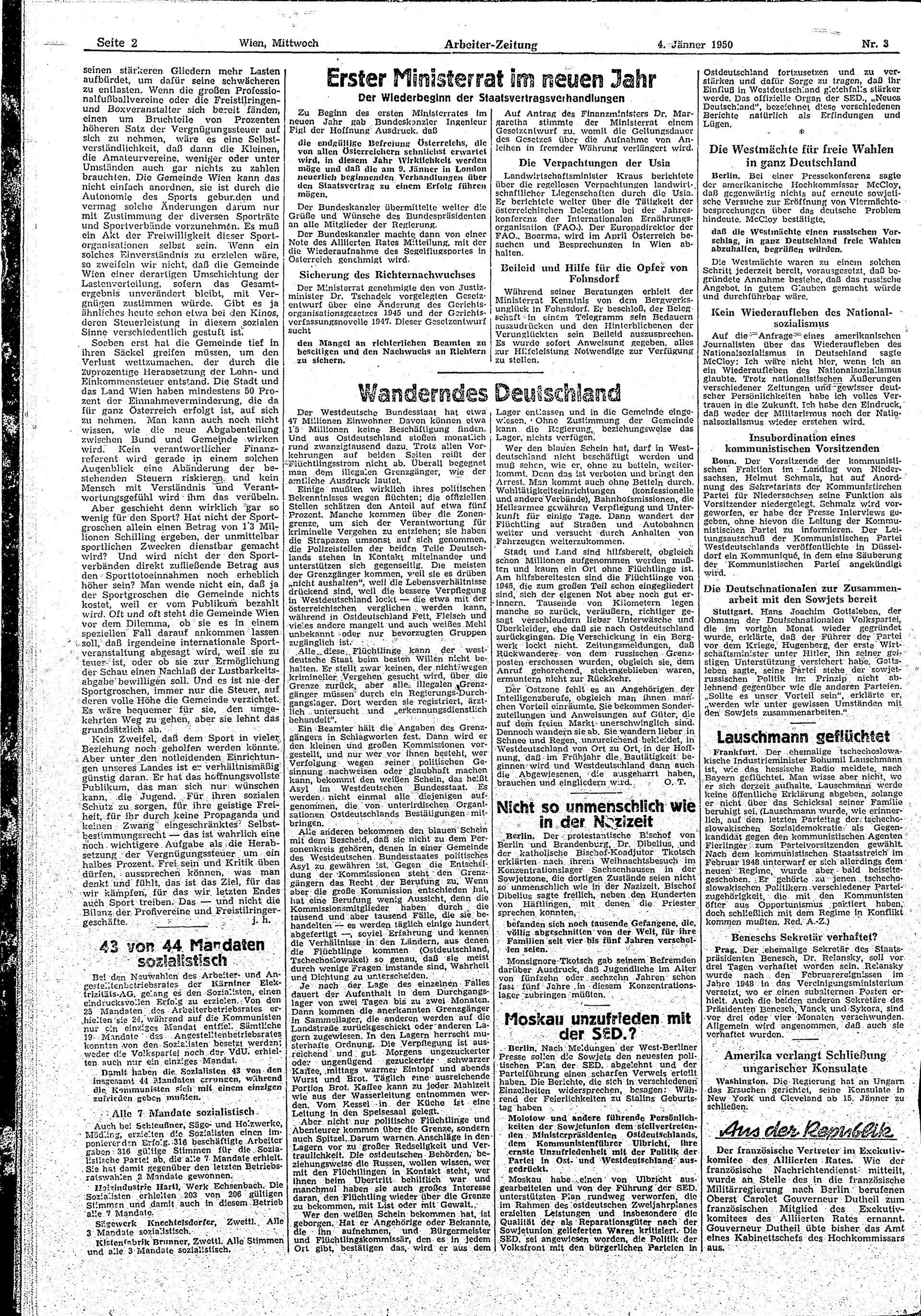 Ausgabe Mi. 04.01.1950, Seite 2