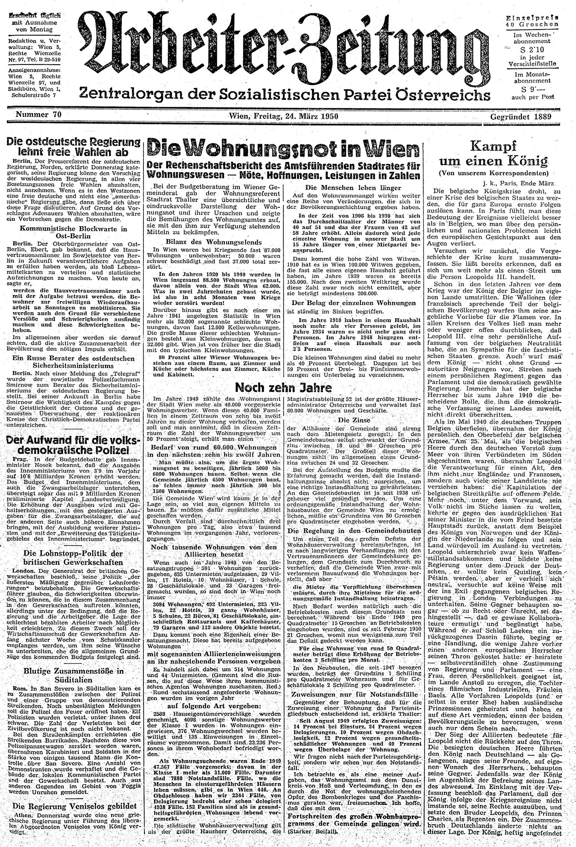 Ausgabe Fr. 24.03.1950, Seite 1