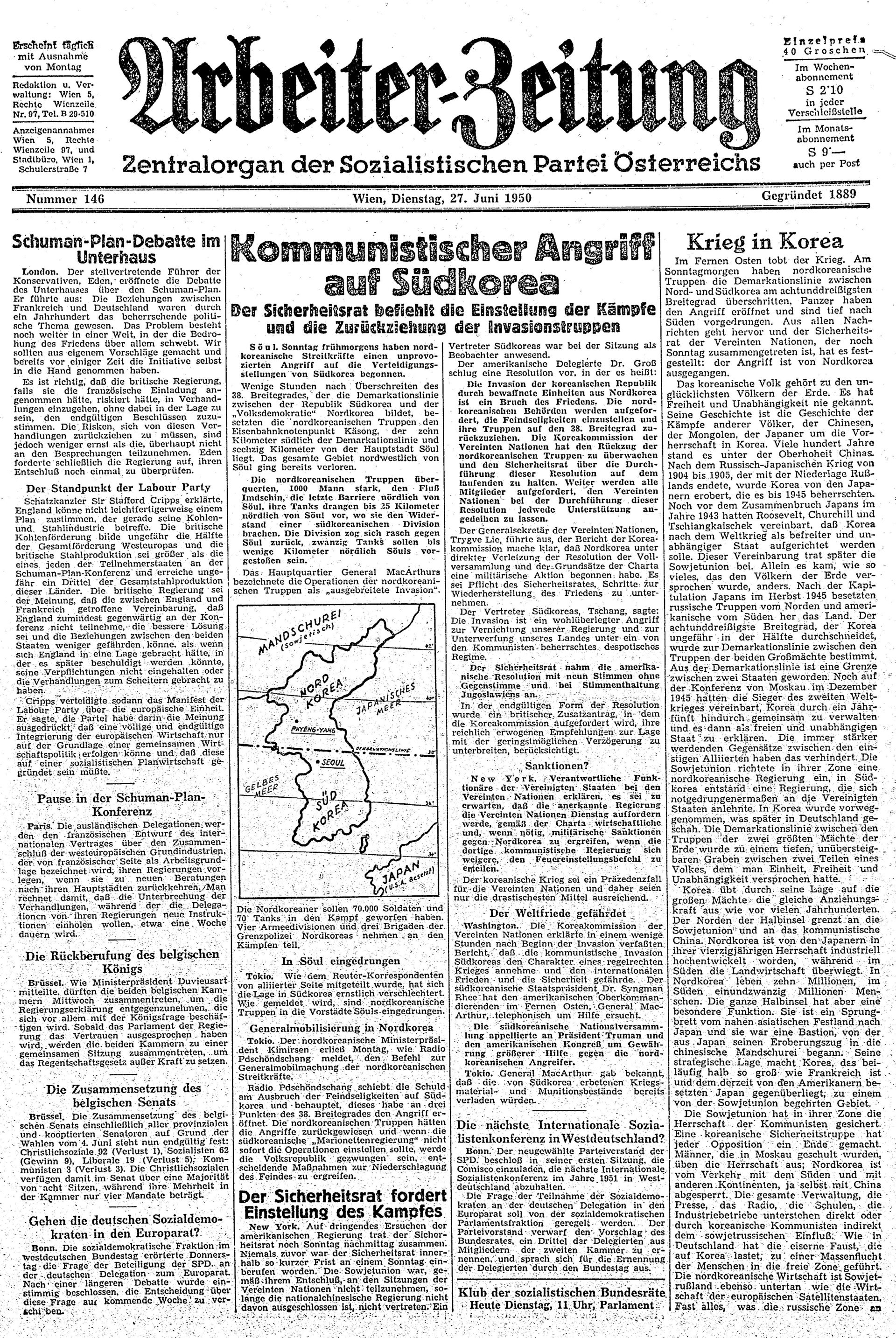 Ausgabe Di. 27.06.1950, Seite 1