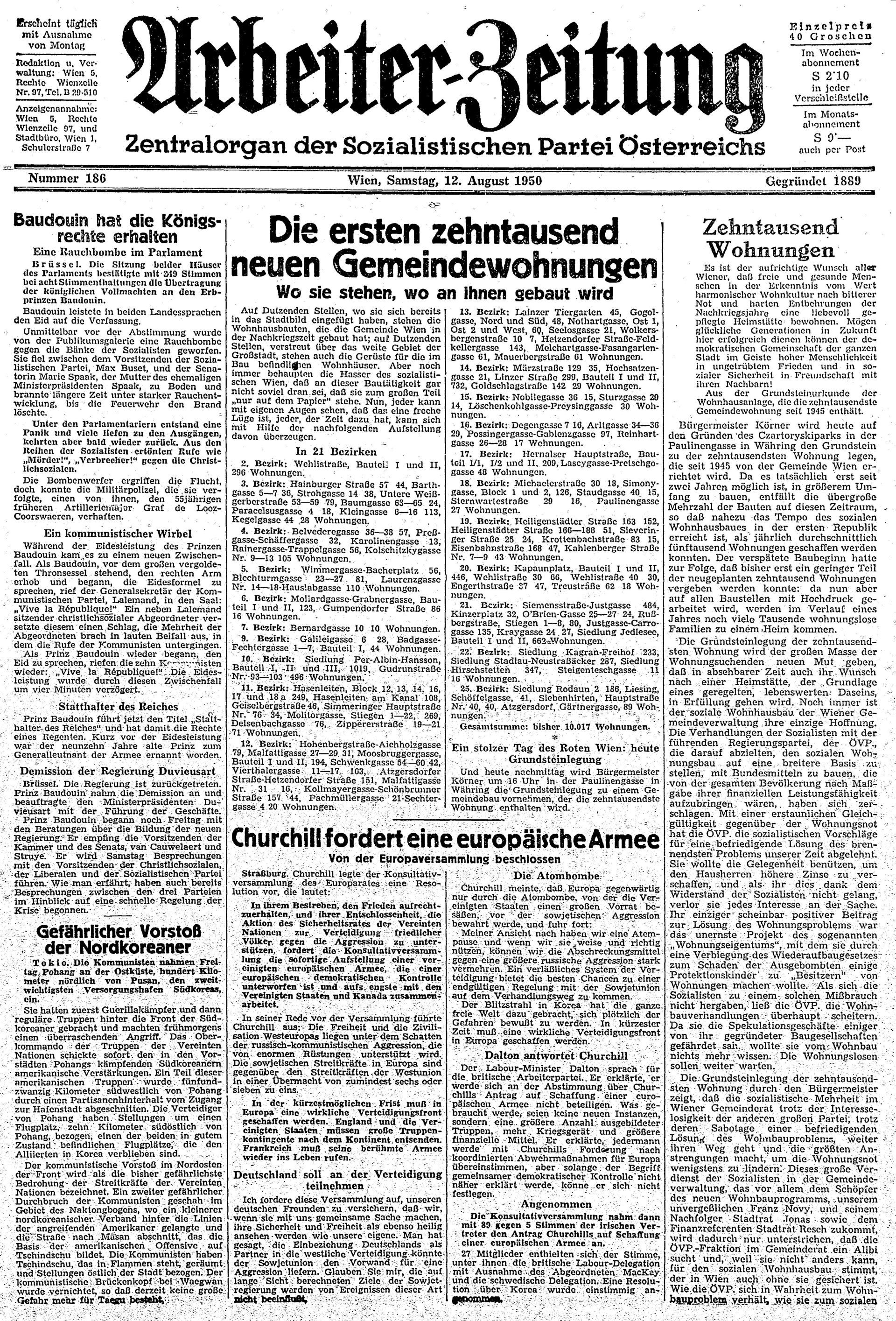 Ausgabe Sa. 12.08.1950, Seite 1