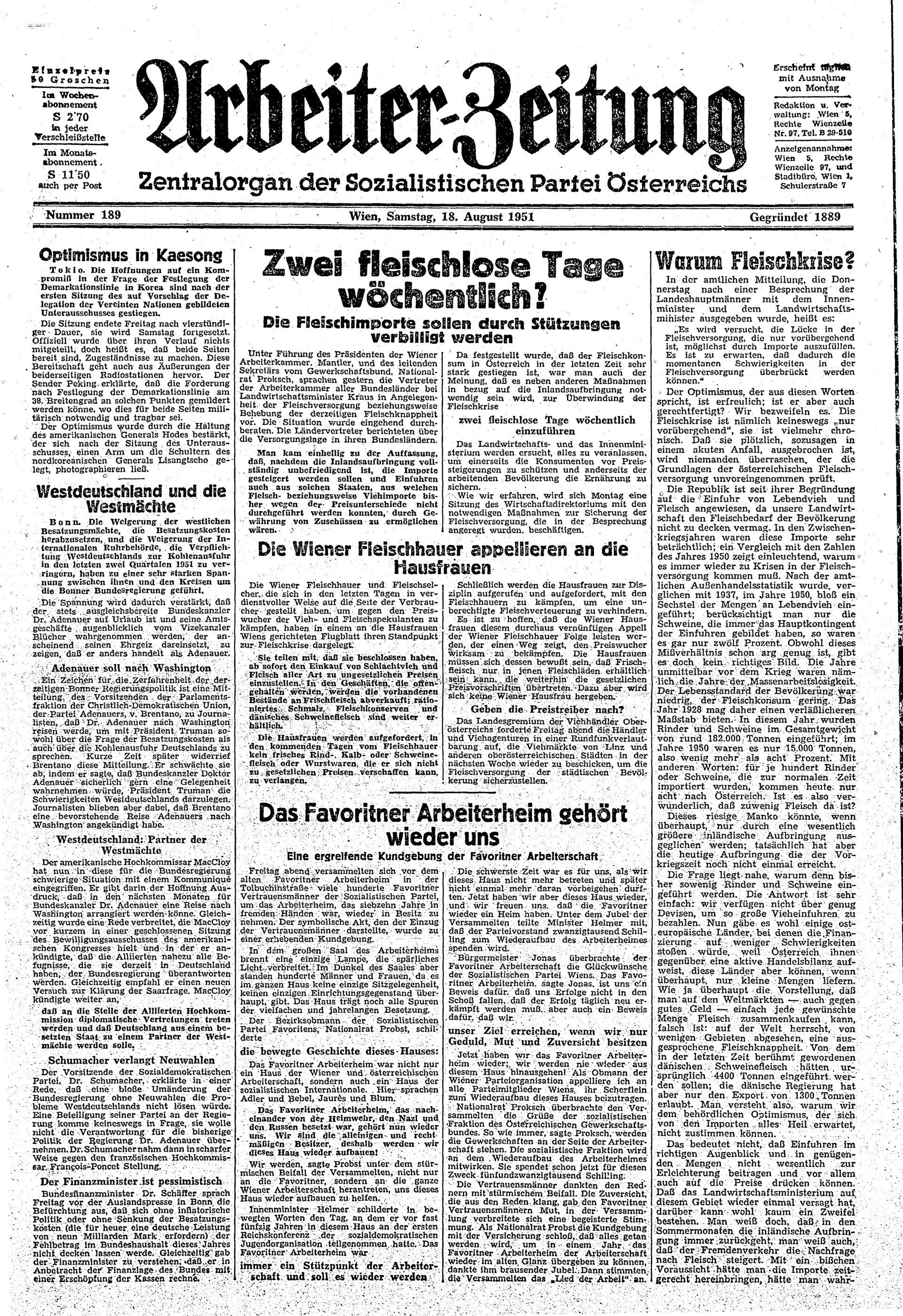 Ausgabe Sa. 18.08.1951, Seite 1