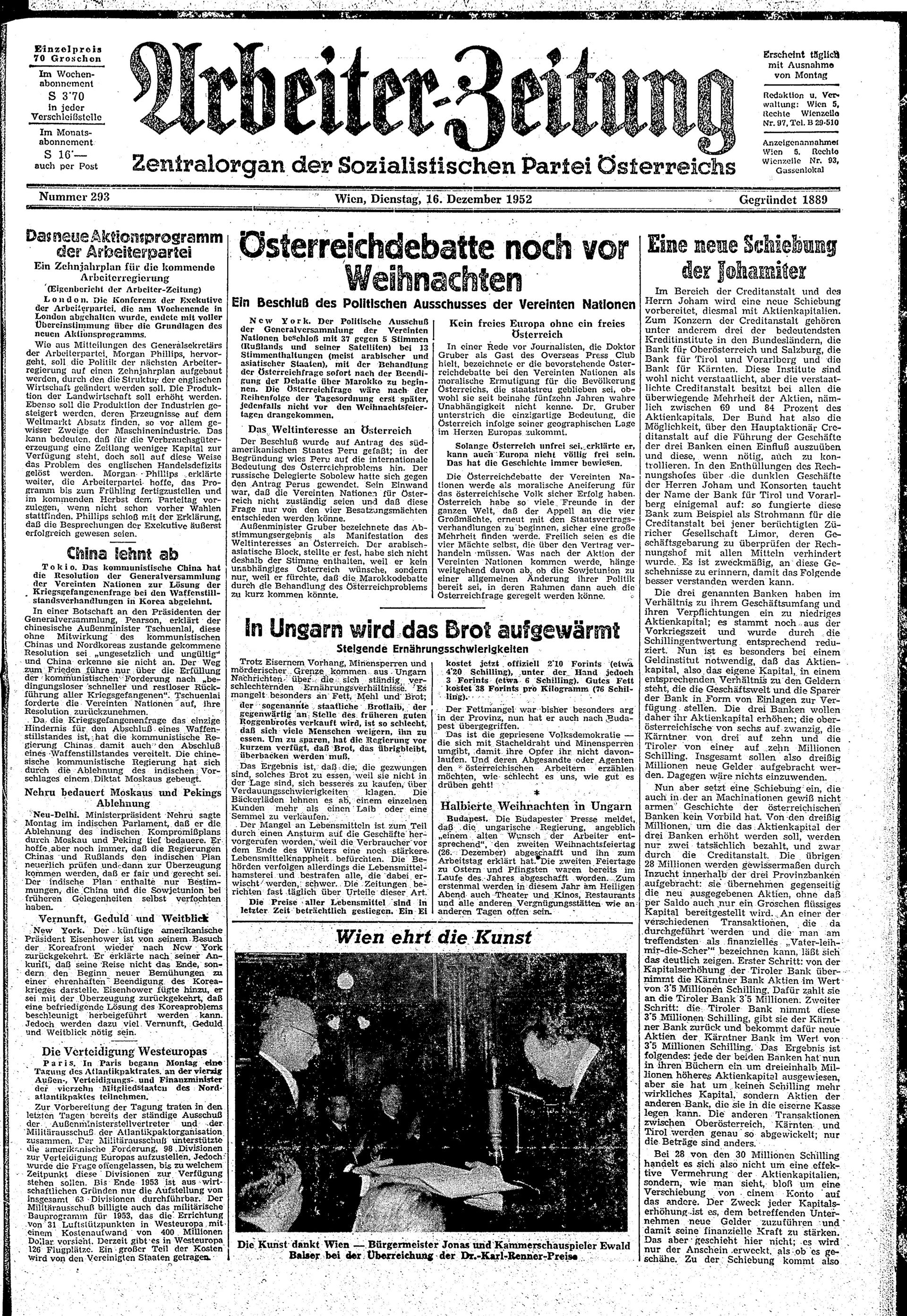 Ausgabe Di. 16.12.1952, Seite 1