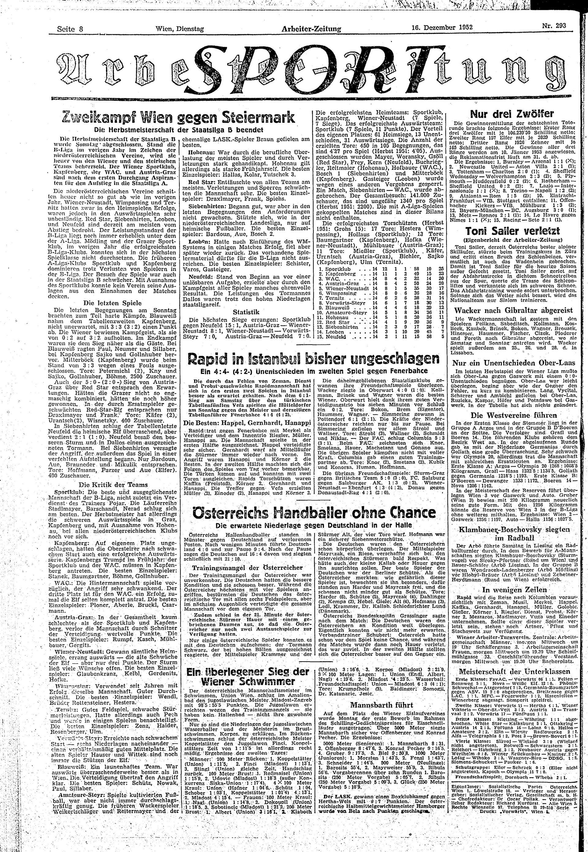 Ausgabe Di. 16.12.1952, Seite 8