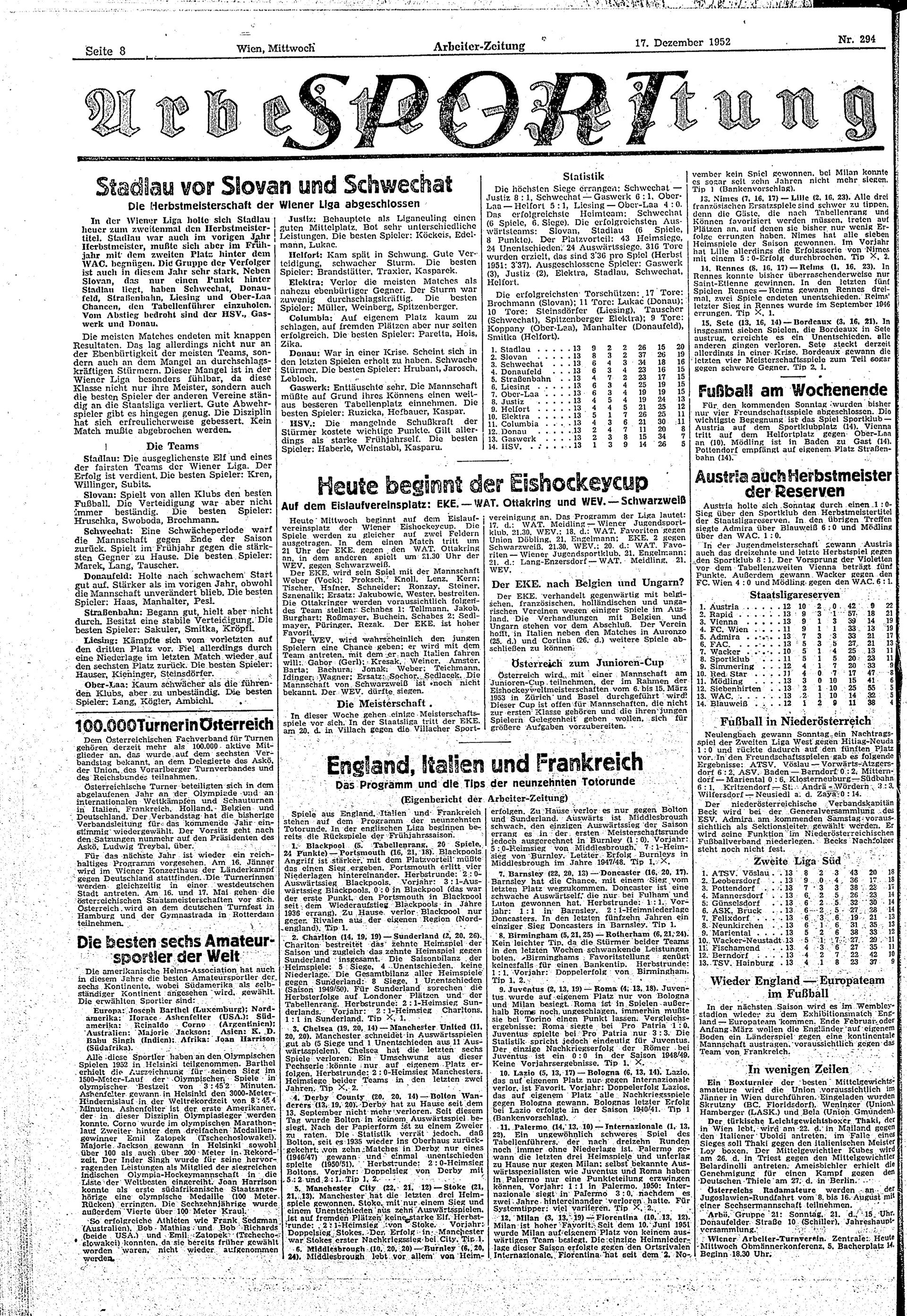 Ausgabe Mi. 17.12.1952, Seite 8