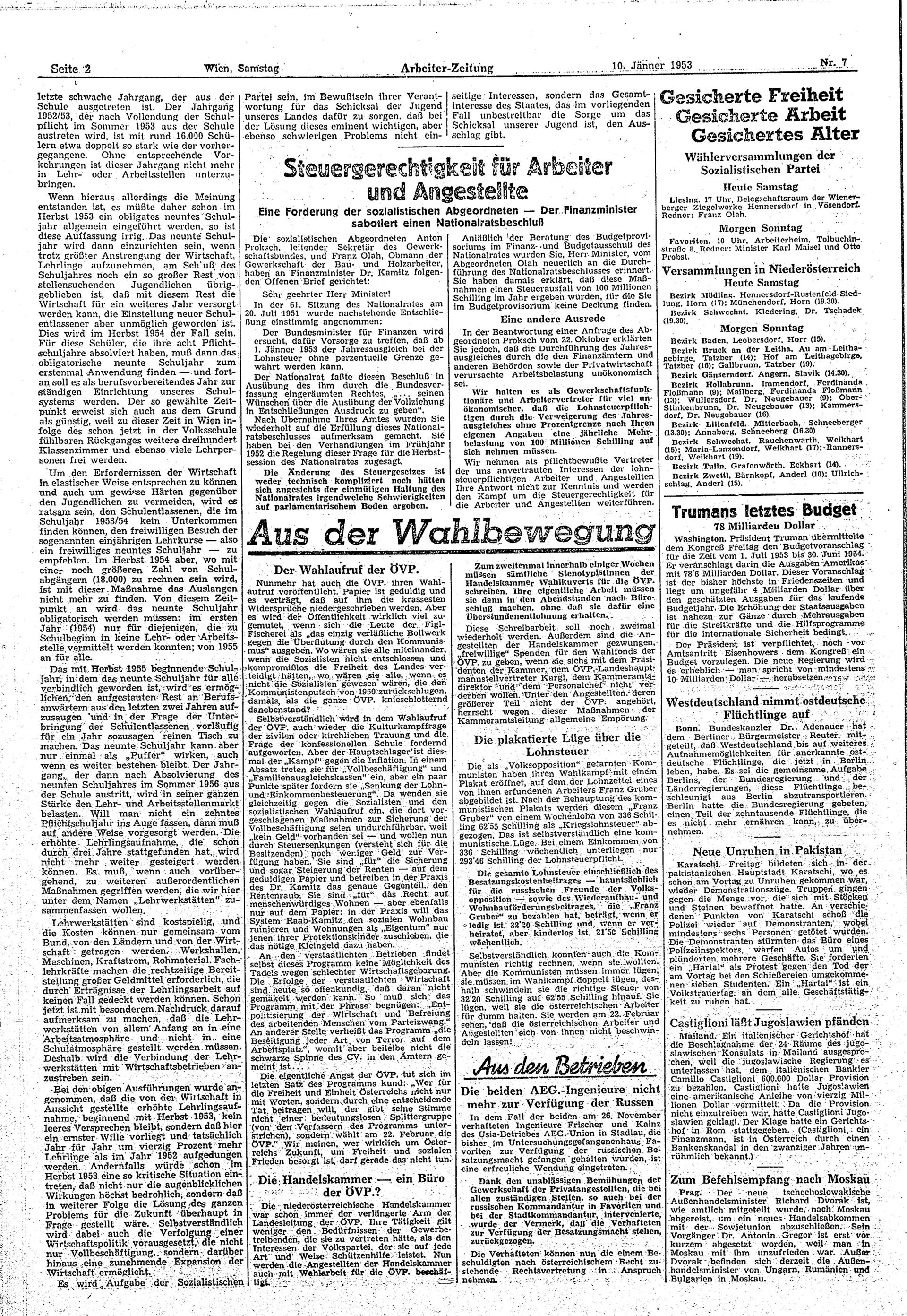 Ausgabe Sa. 10.01.1953, Seite 2