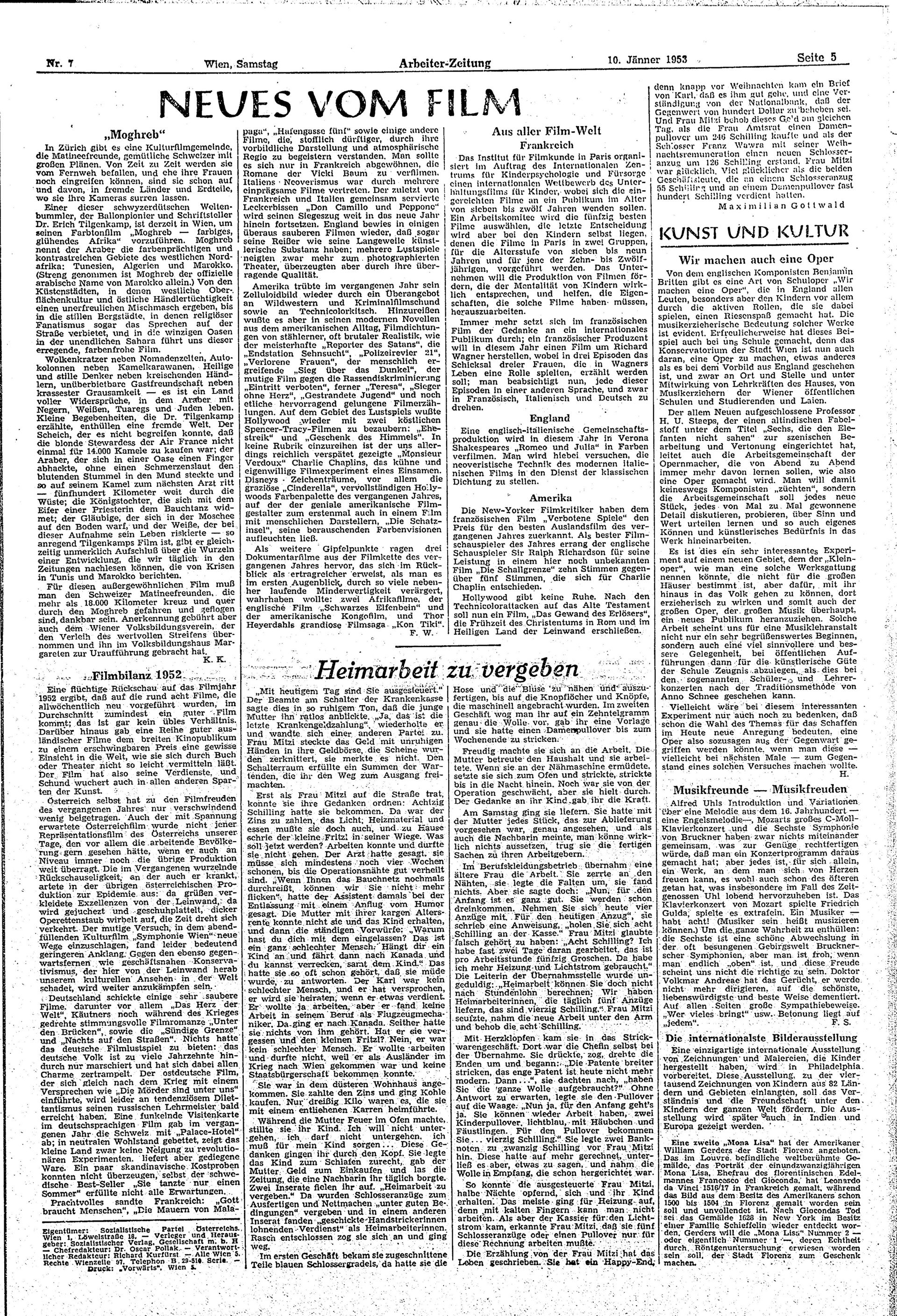 Ausgabe Sa. 10.01.1953, Seite 5