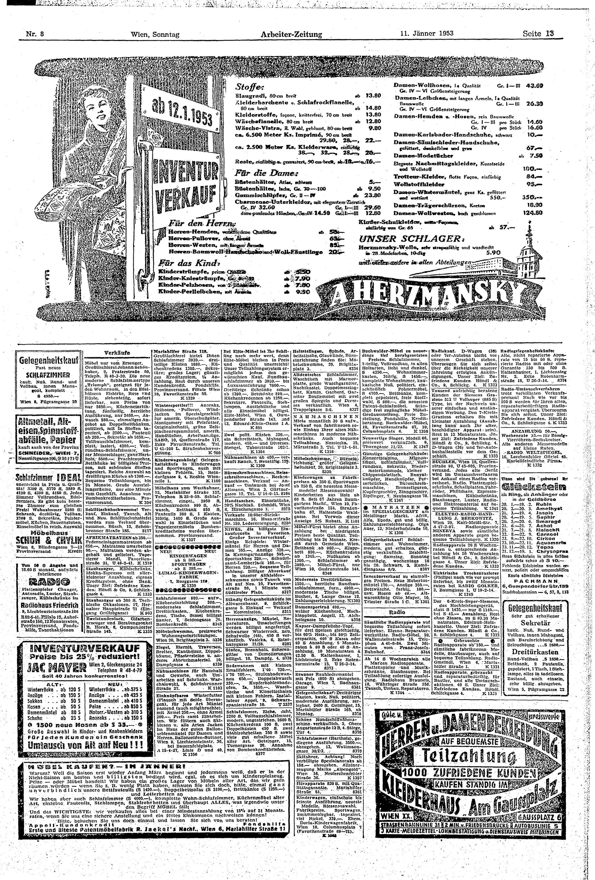 Ausgabe So. 11.01.1953, Seite 13