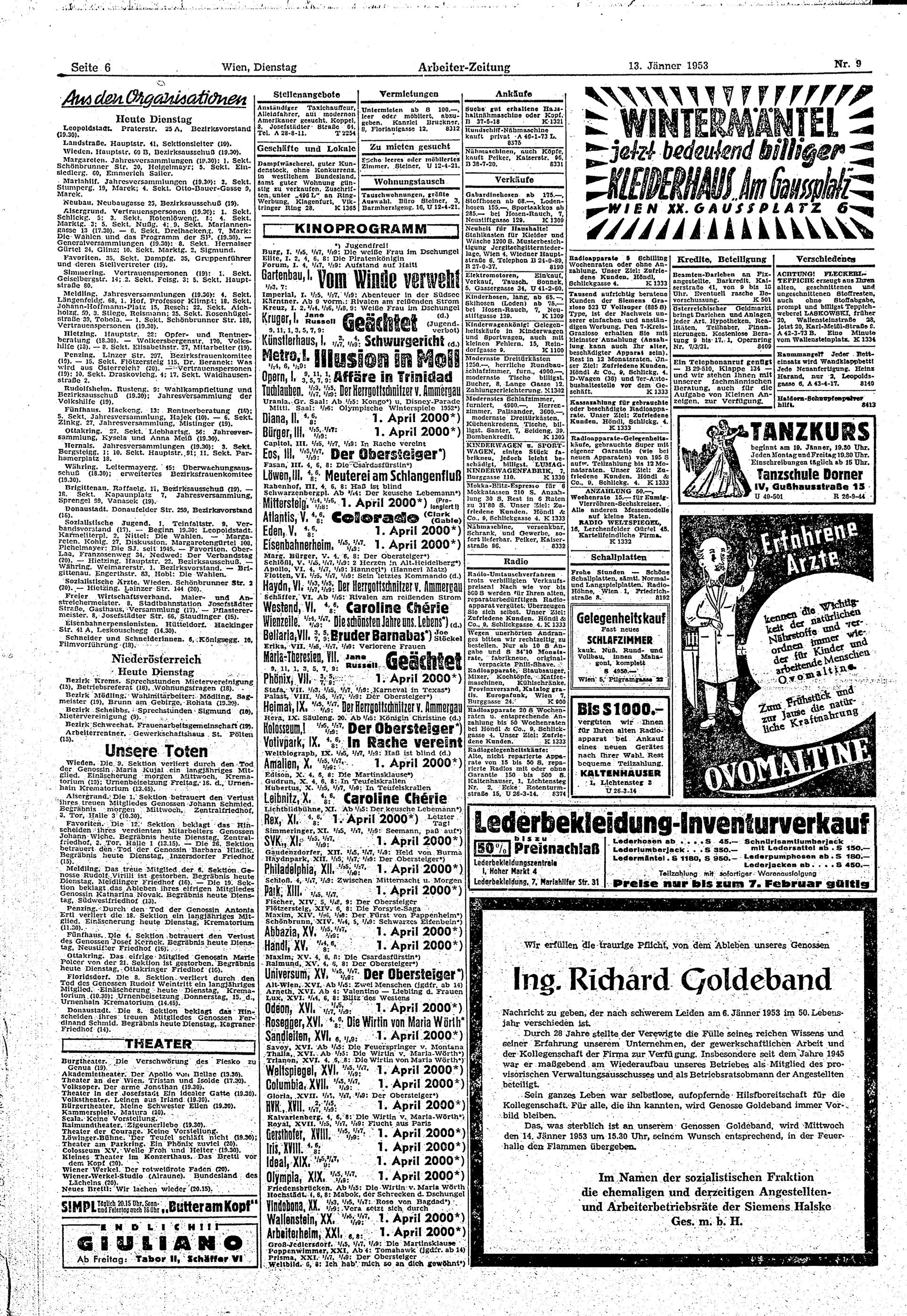Ausgabe Di. 13.01.1953, Seite 6