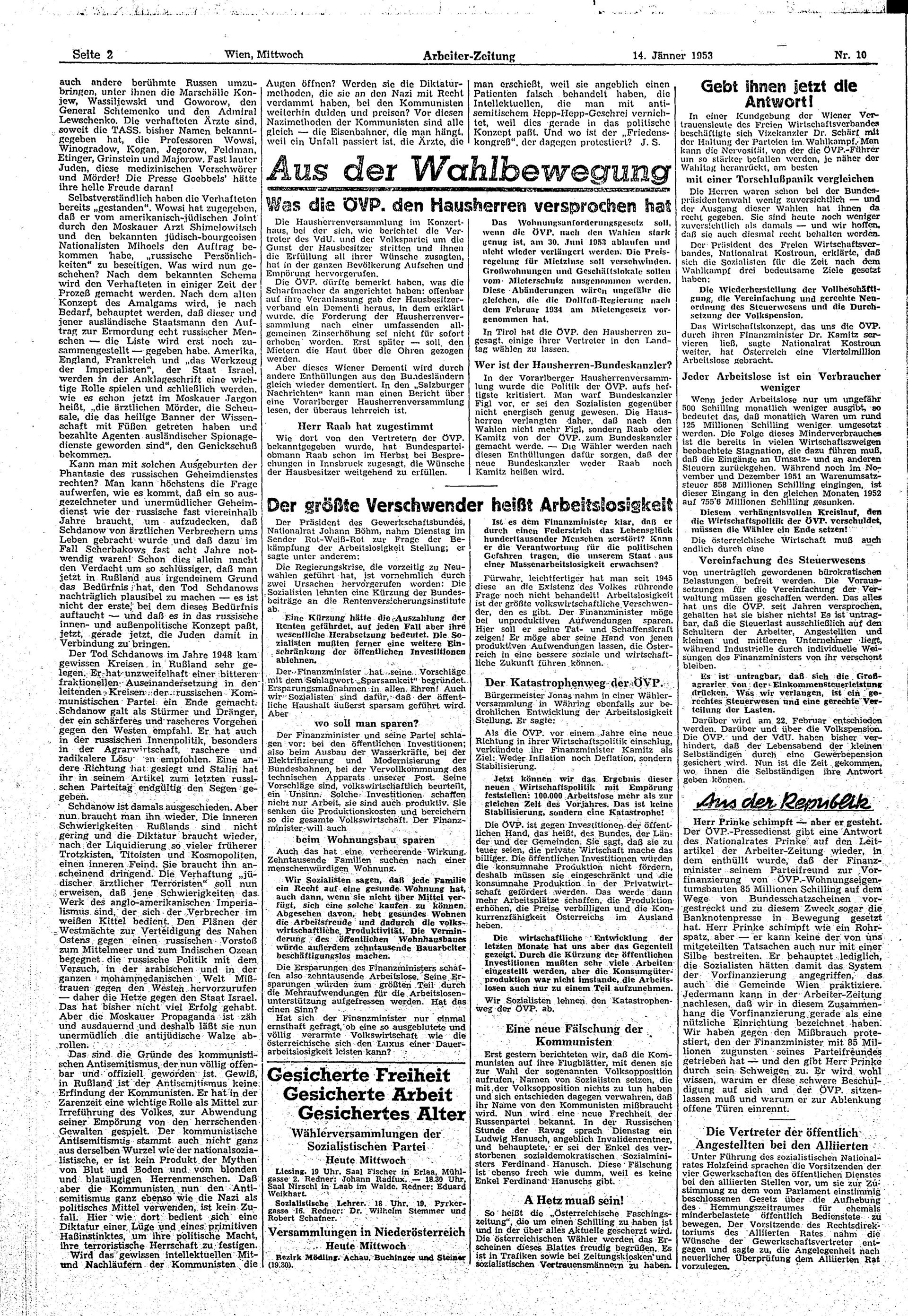 Ausgabe Mi. 14.01.1953, Seite 2