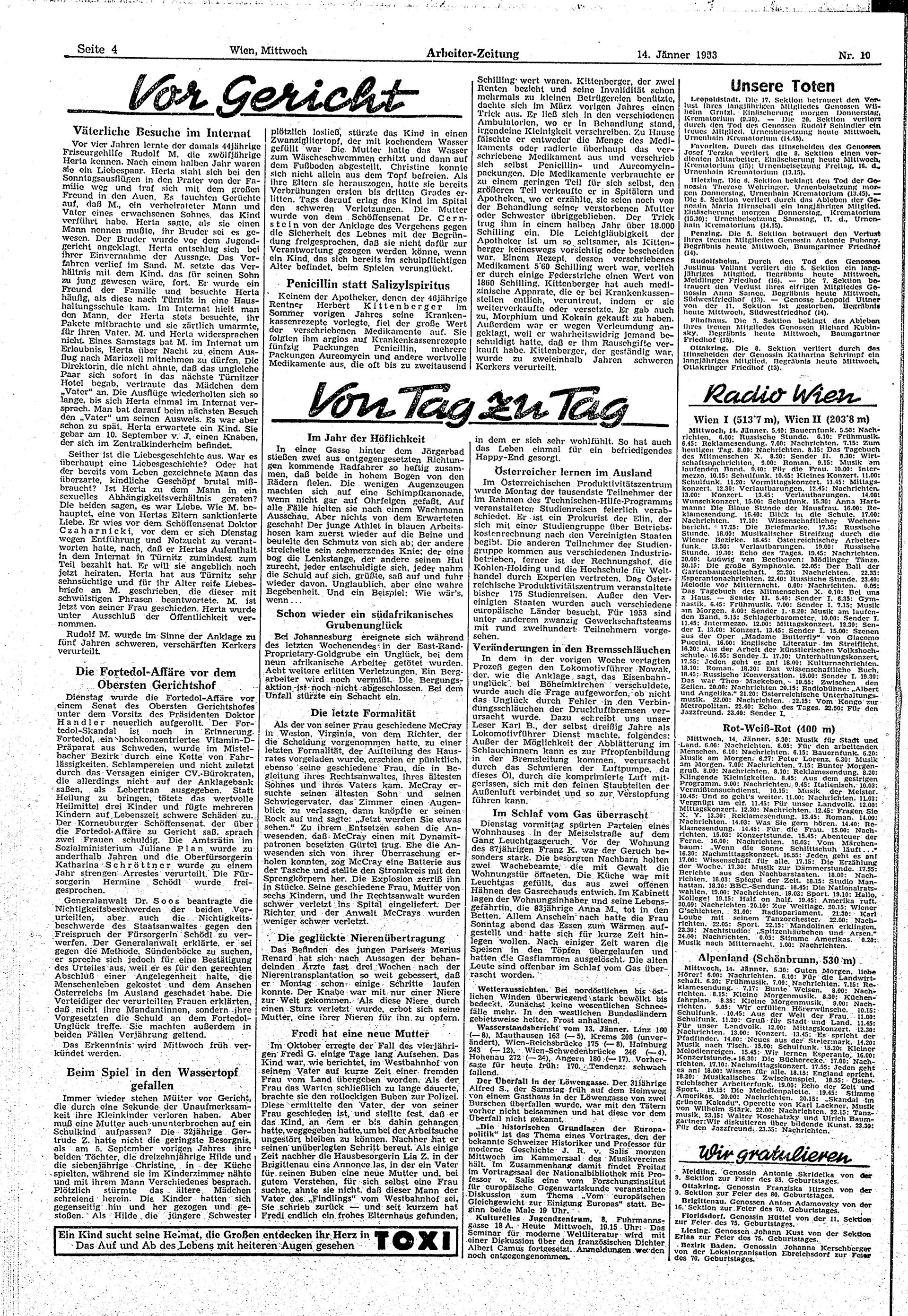 Ausgabe Mi. 14.01.1953, Seite 4