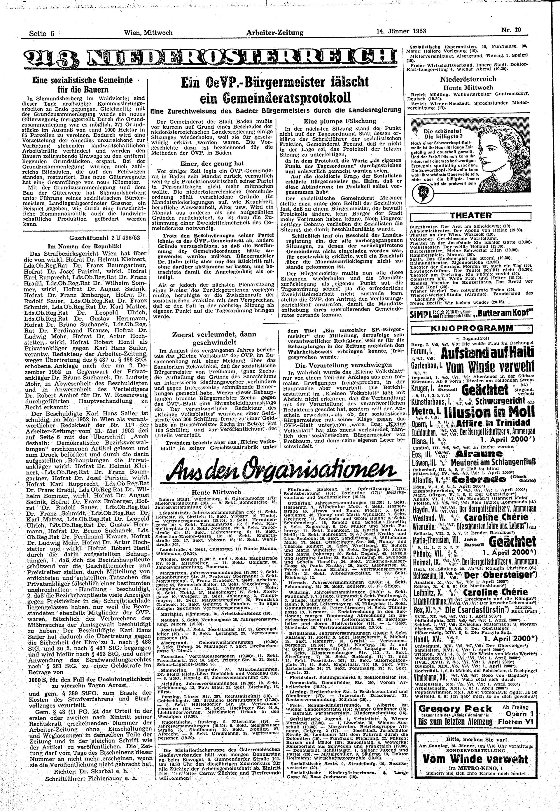 Ausgabe Mi. 14.01.1953, Seite 6
