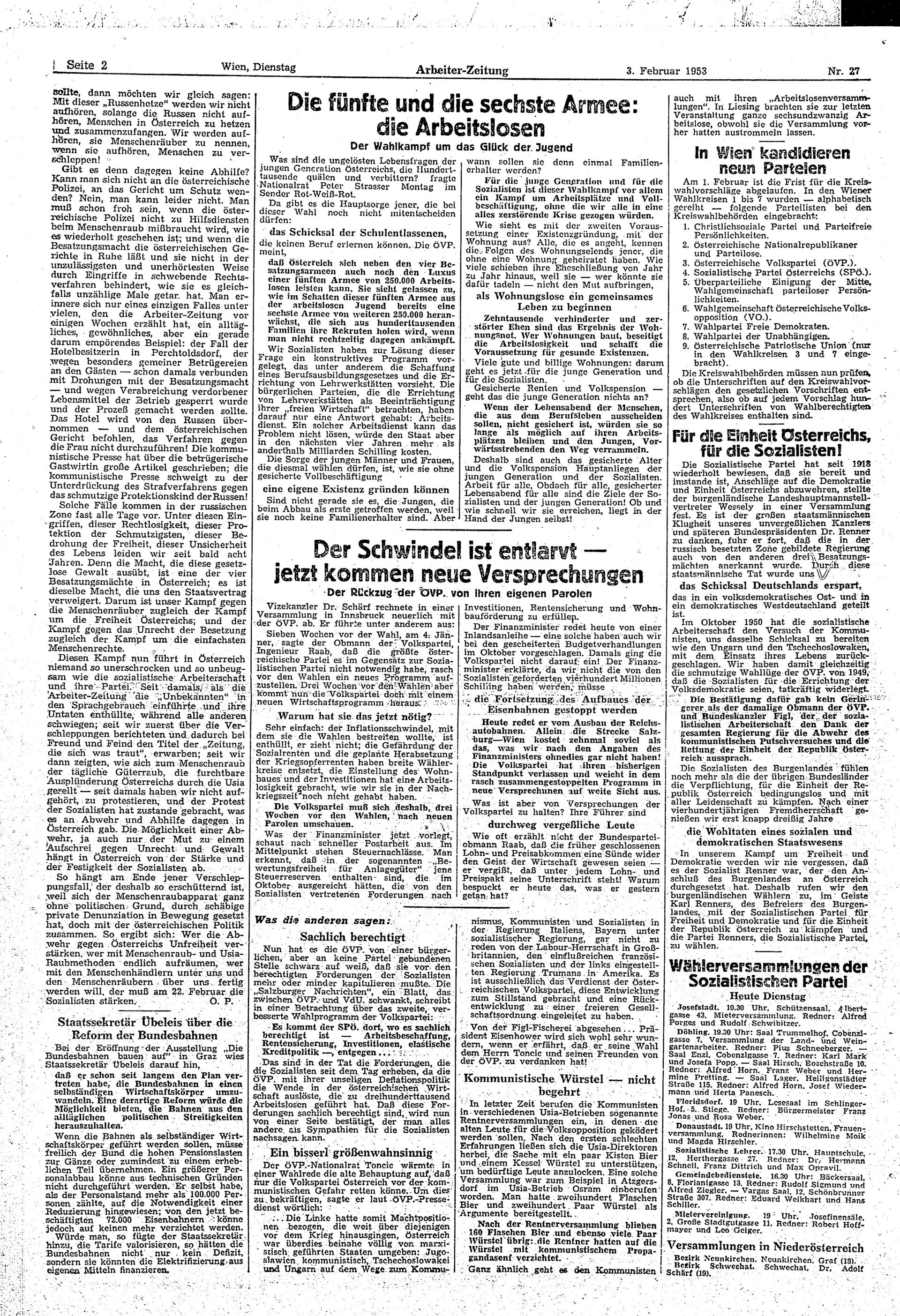 Ausgabe Di. 03.02.1953, Seite 2