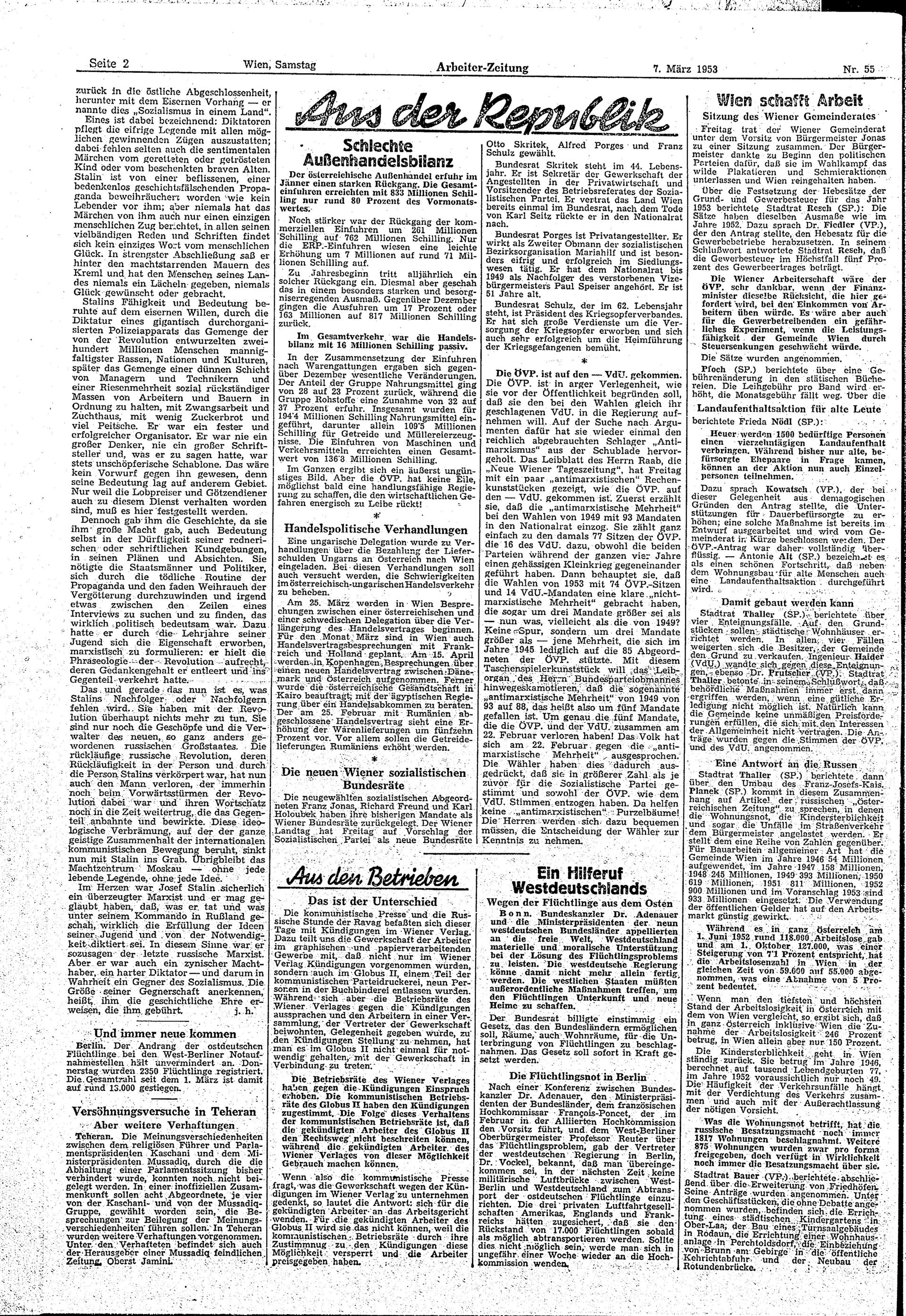 Ausgabe Sa. 07.03.1953, Seite 2