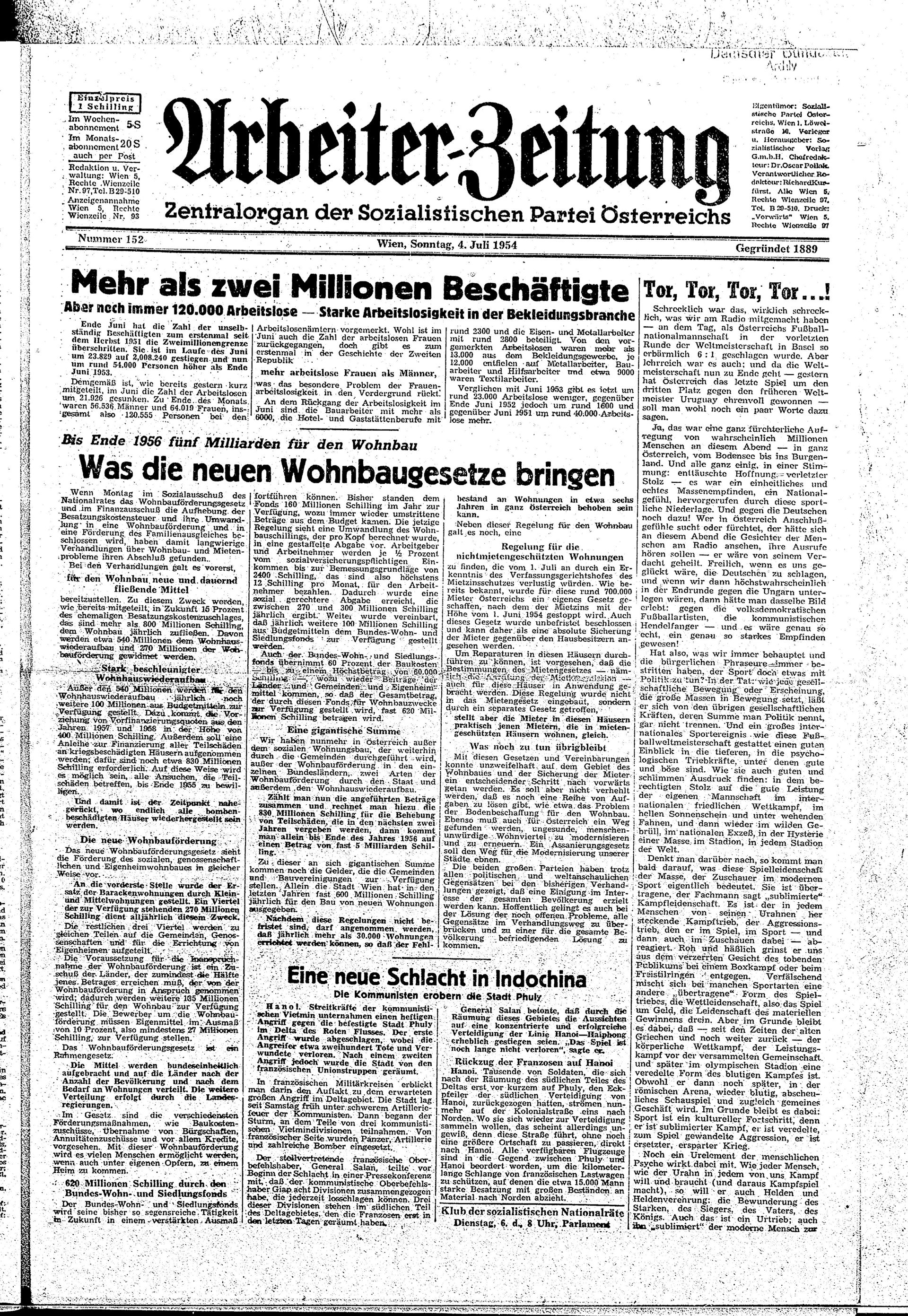 Ausgabe So. 04.07.1954, Seite 1