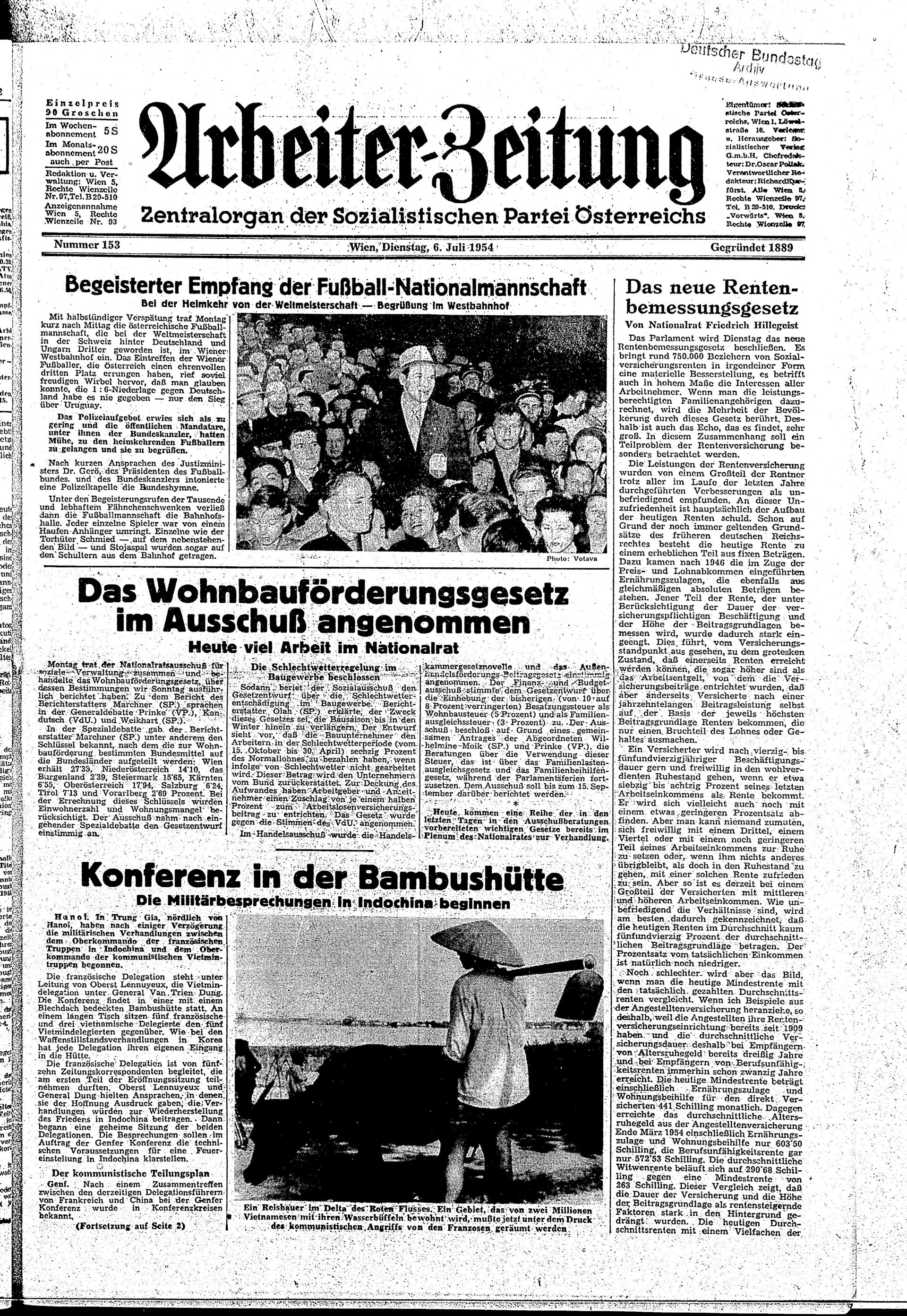 Ausgabe Di. 06.07.1954, Seite 1