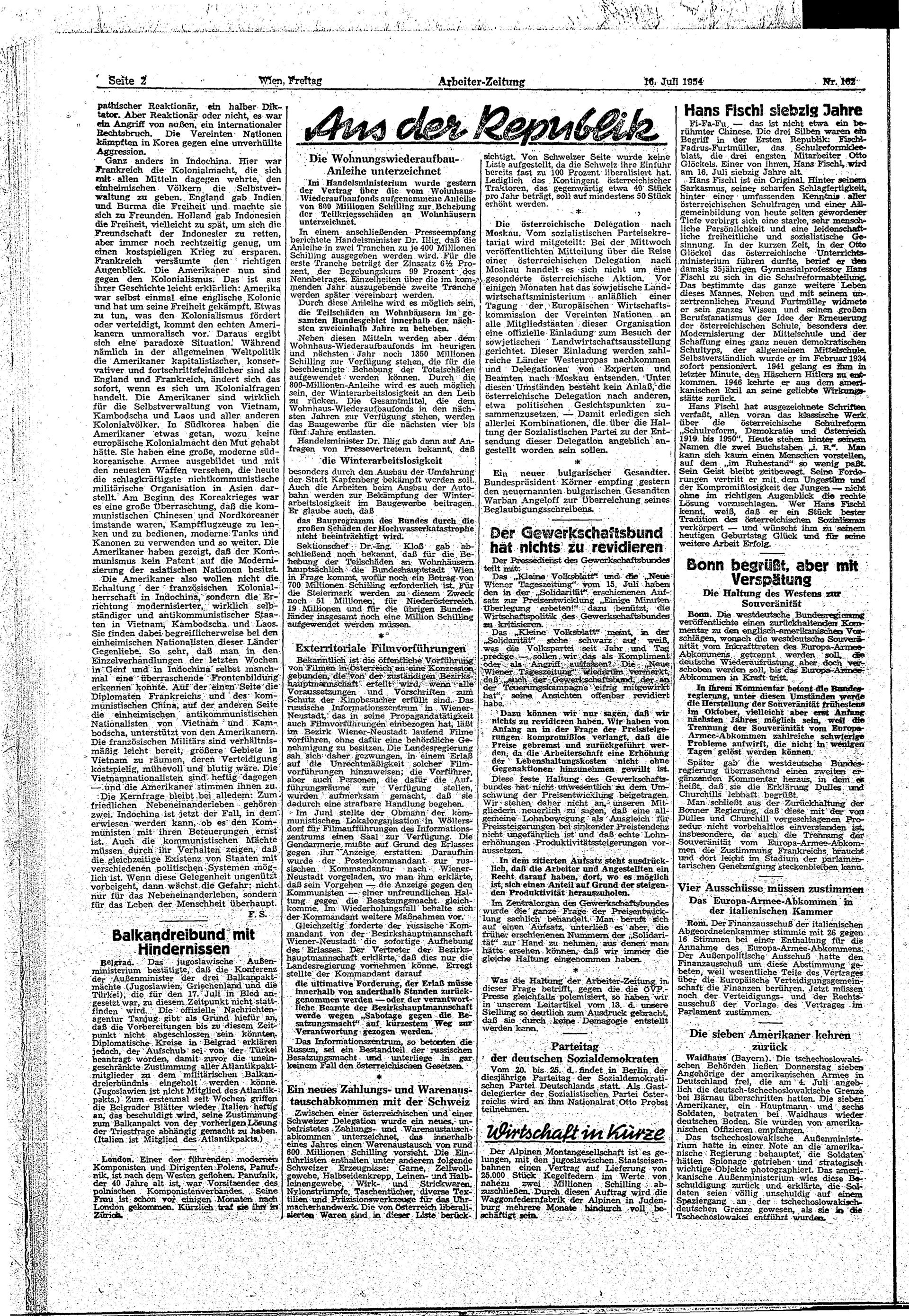 Ausgabe Fr. 16.07.1954, Seite 2