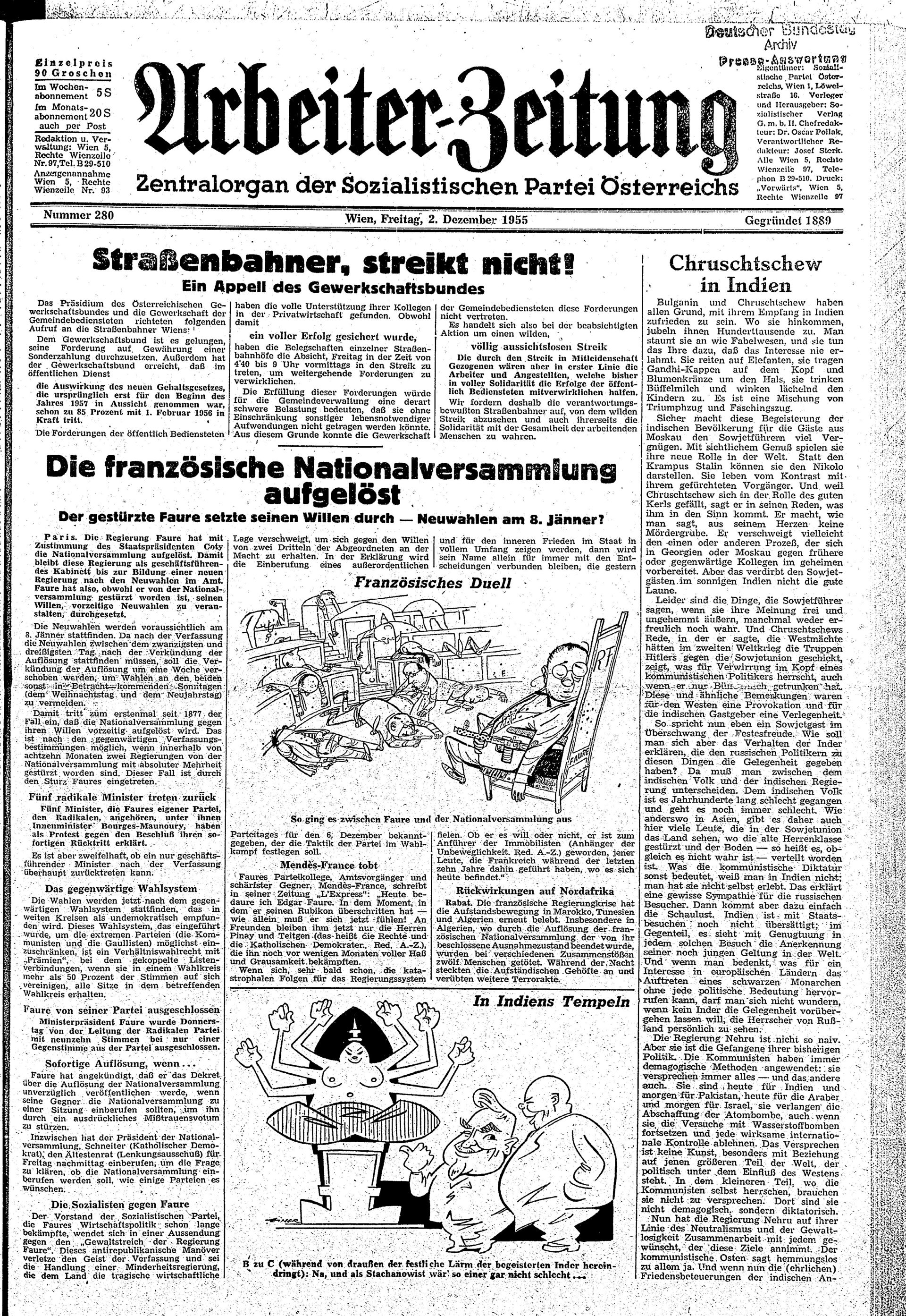 Ausgabe Fr. 02.12.1955, Seite 1