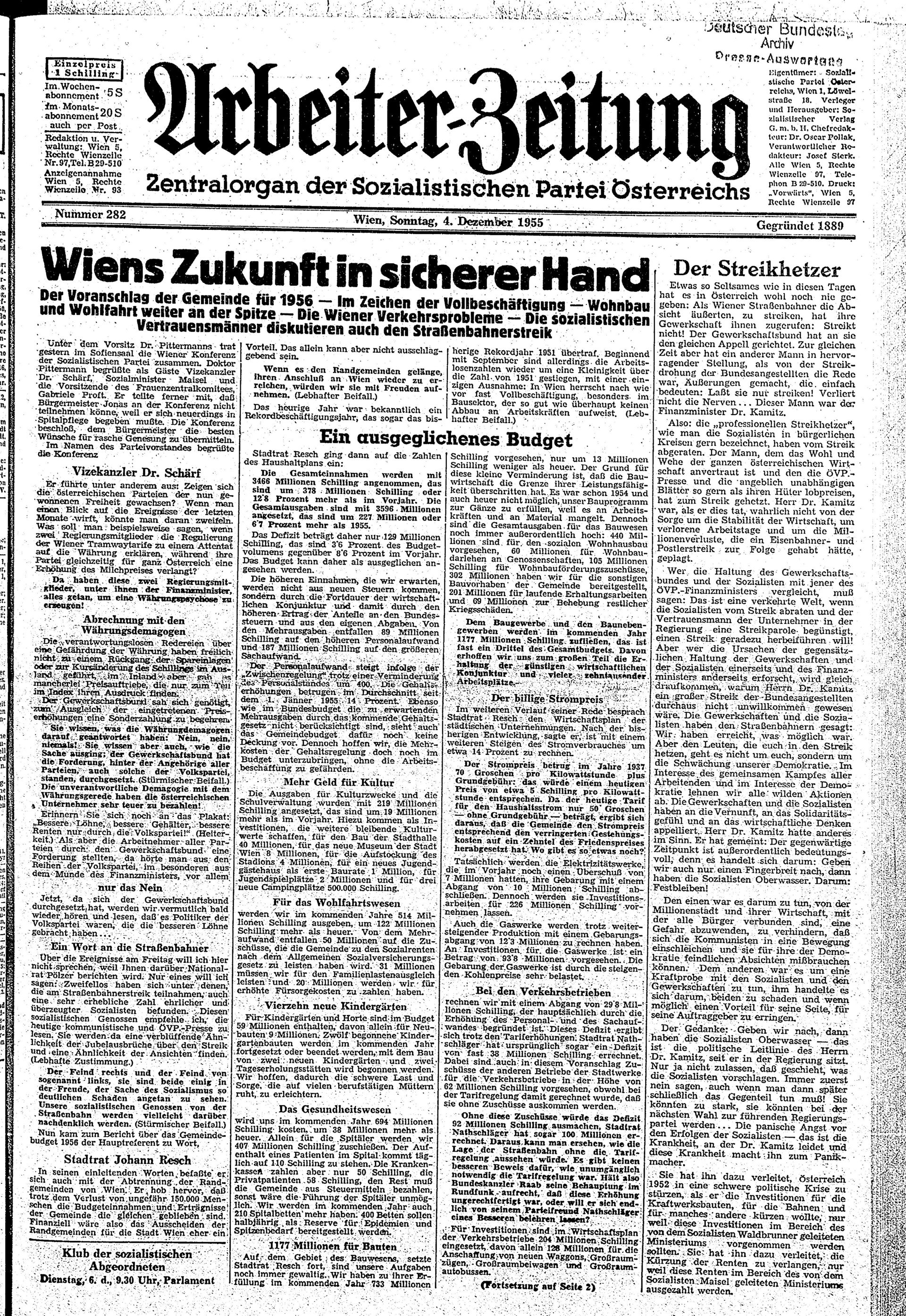 Ausgabe So. 04.12.1955, Seite 1