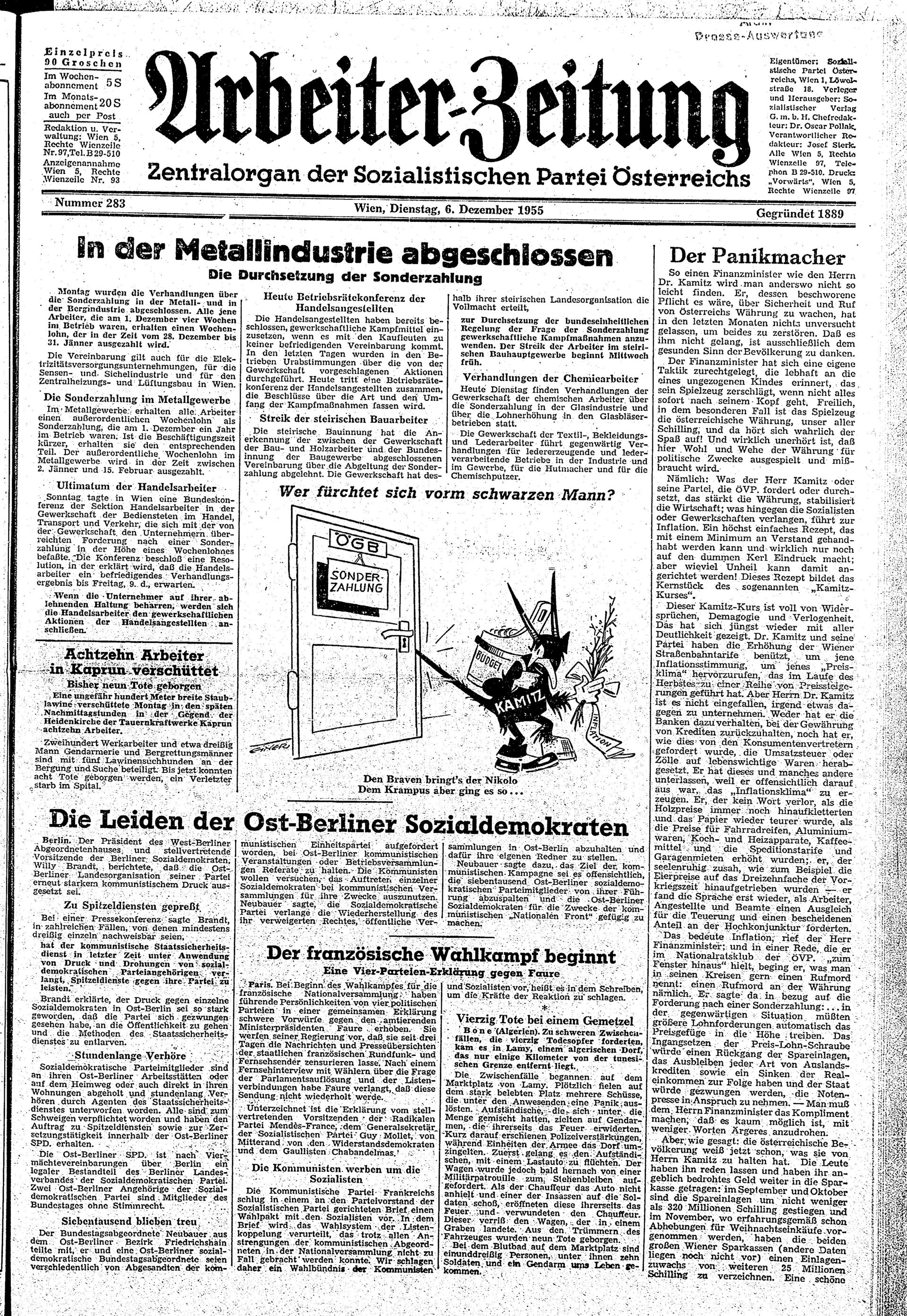 Ausgabe Di. 06.12.1955, Seite 1