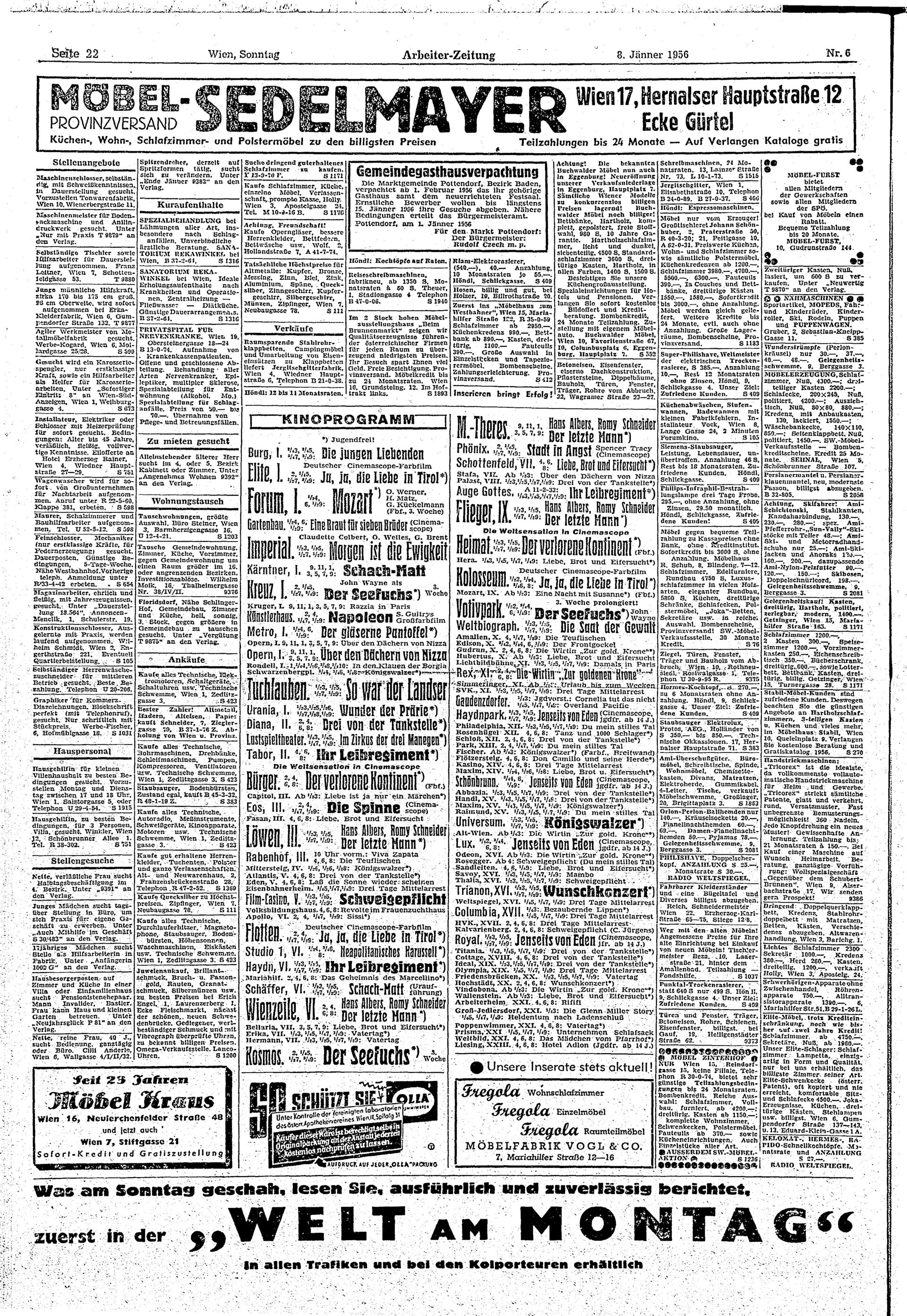 Ausgabe So. 08.01.1956, Seite 22
