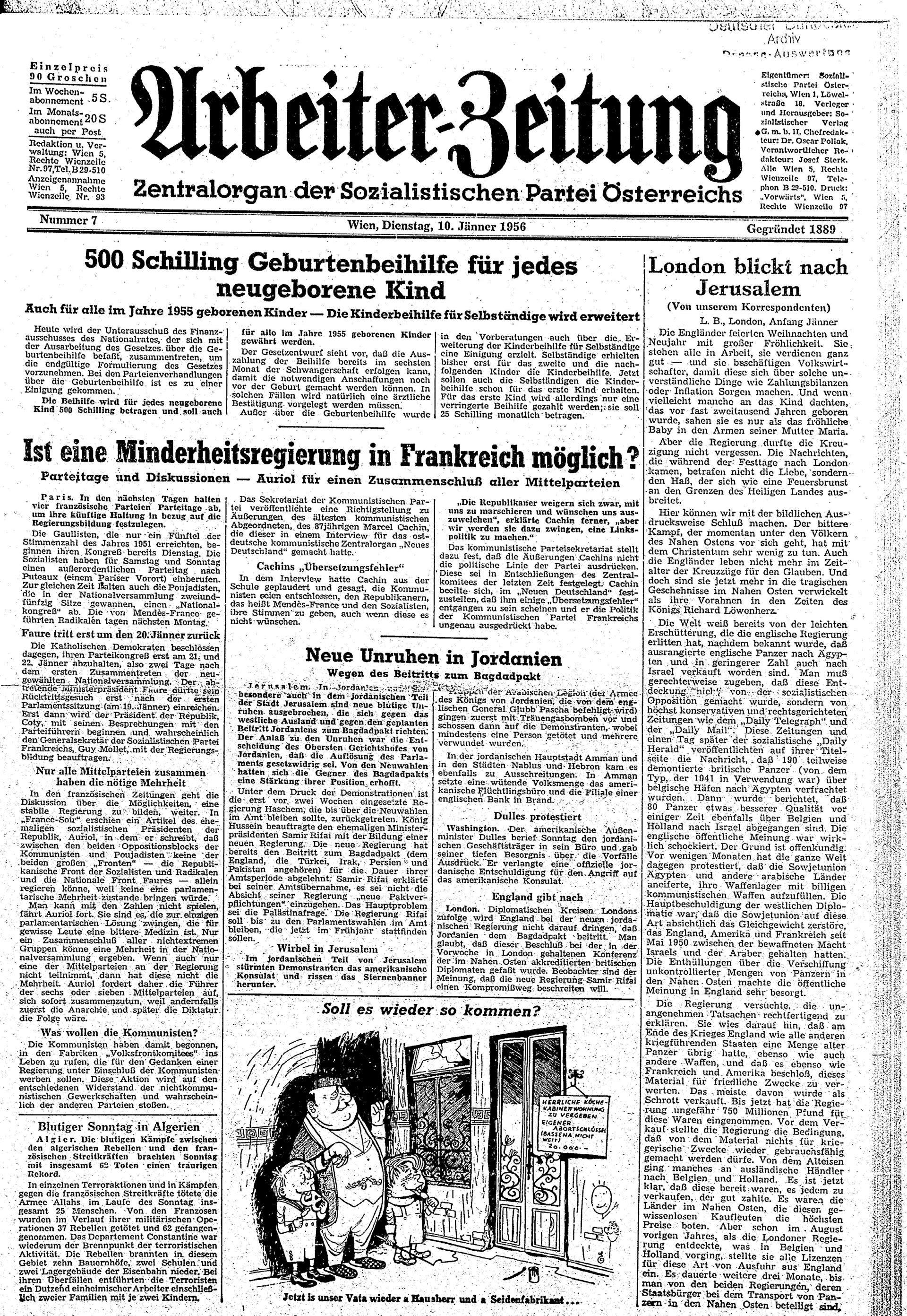 Ausgabe Di. 10.01.1956, Seite 1