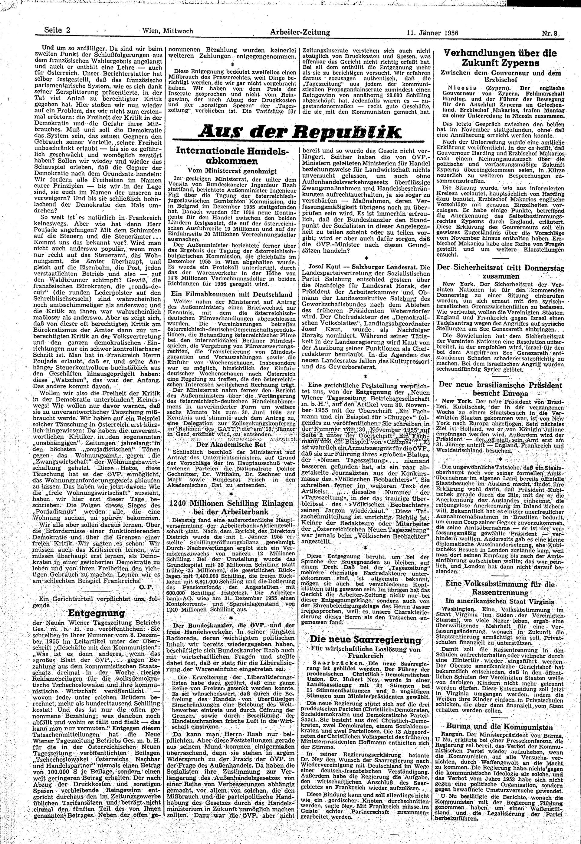 Ausgabe Mi. 11.01.1956, Seite 2