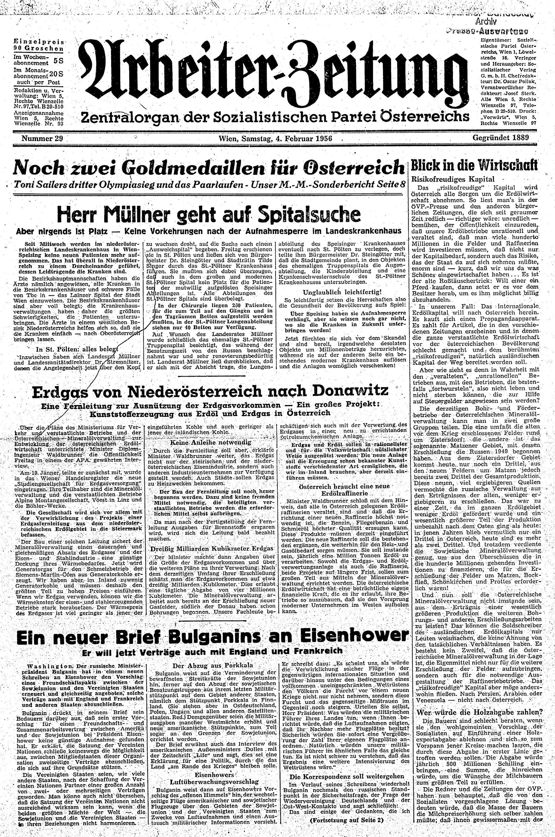 Ausgabe Sa. 04.02.1956, Seite 1