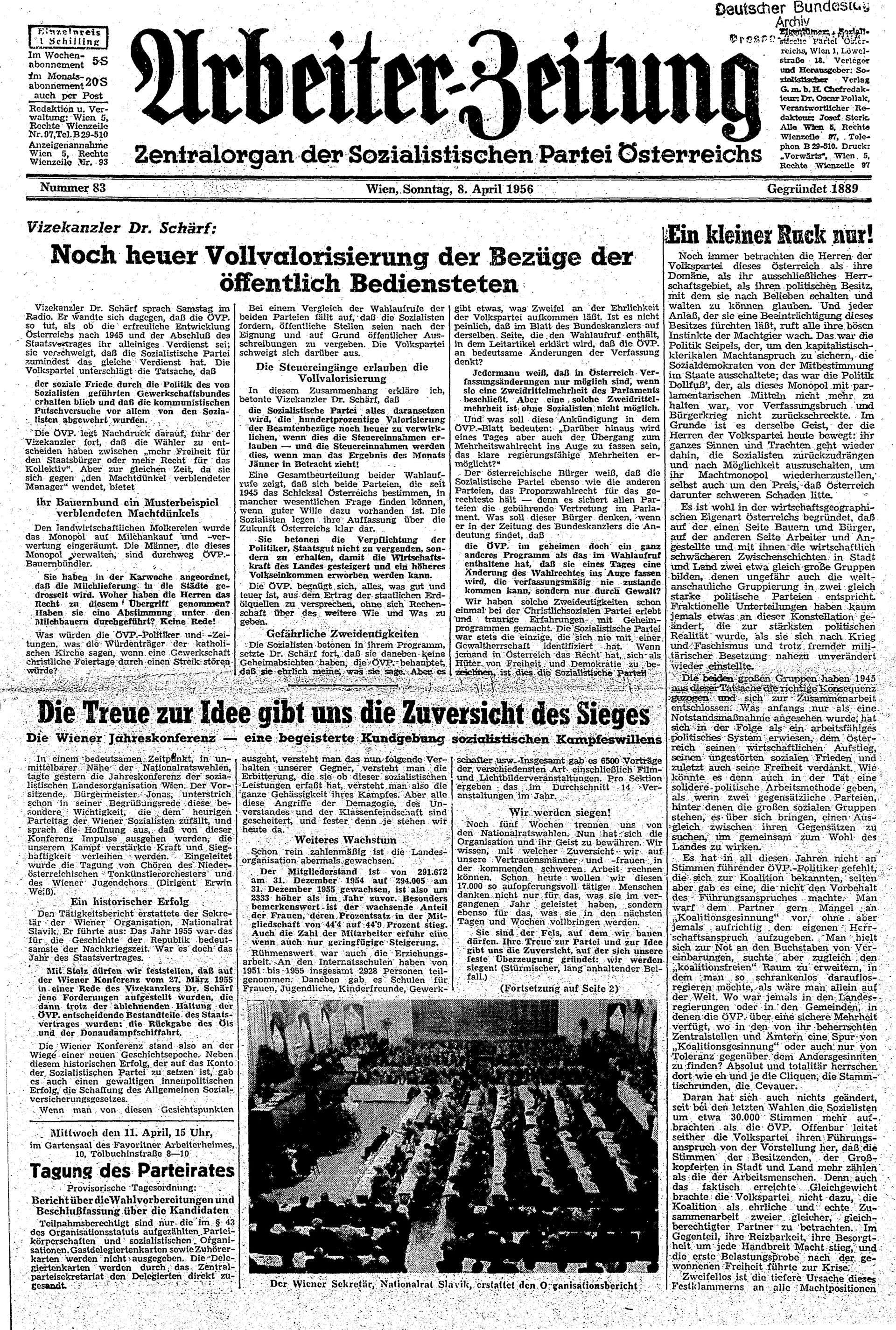 Ausgabe So. 08.04.1956, Seite 1