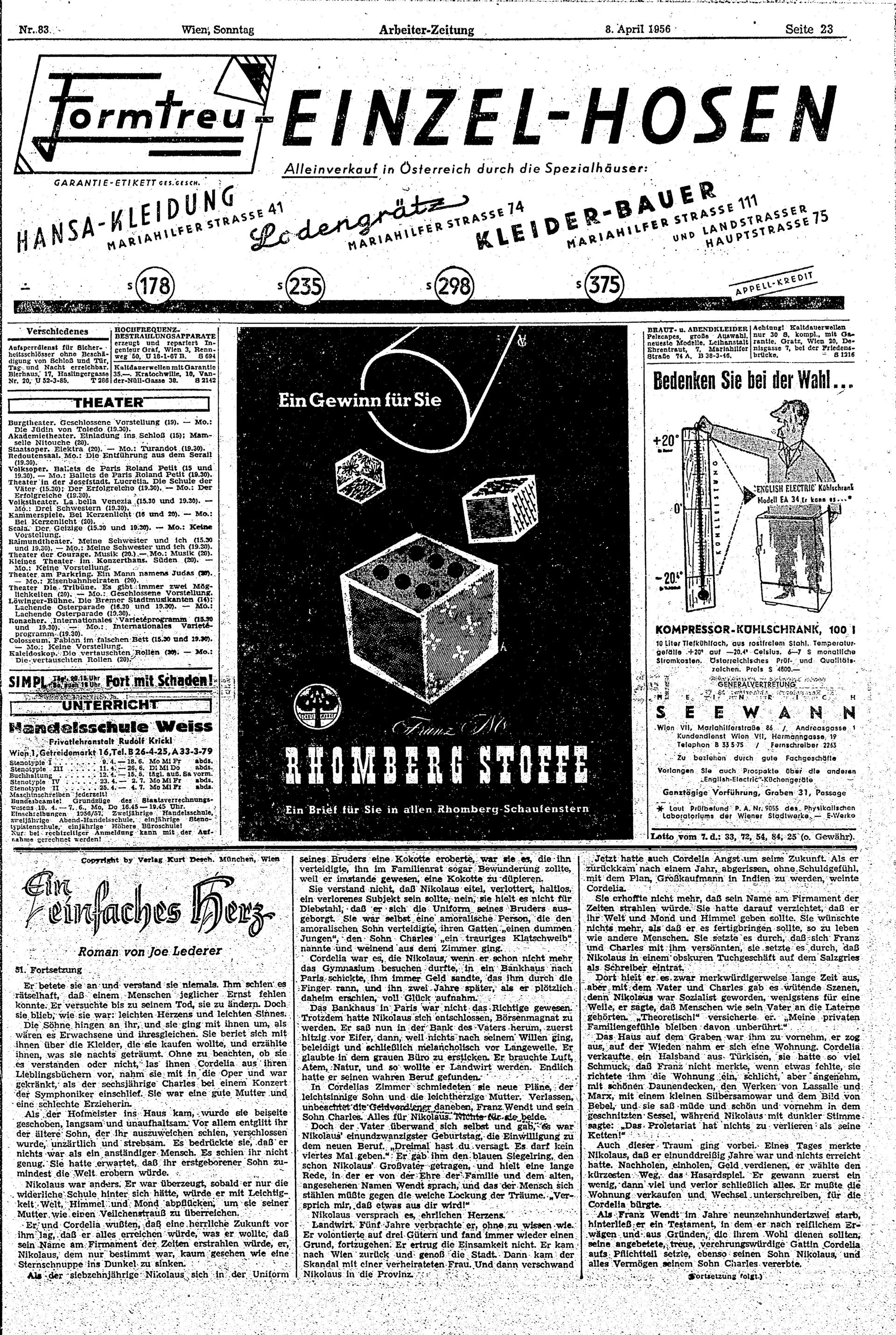Ausgabe So. 08.04.1956, Seite 23