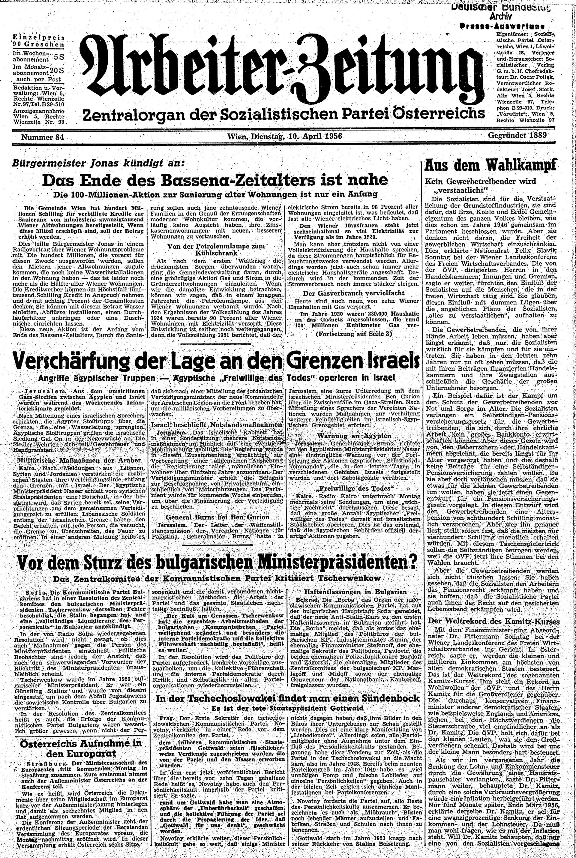 Ausgabe Di. 10.04.1956, Seite 1