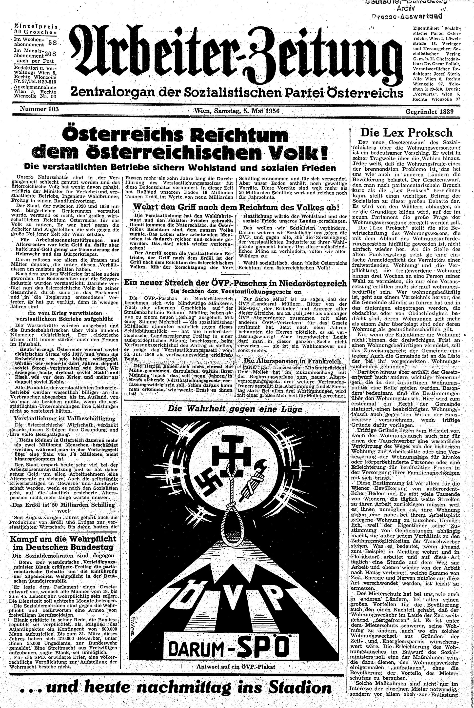 Ausgabe Sa. 05.05.1956, Seite 1
