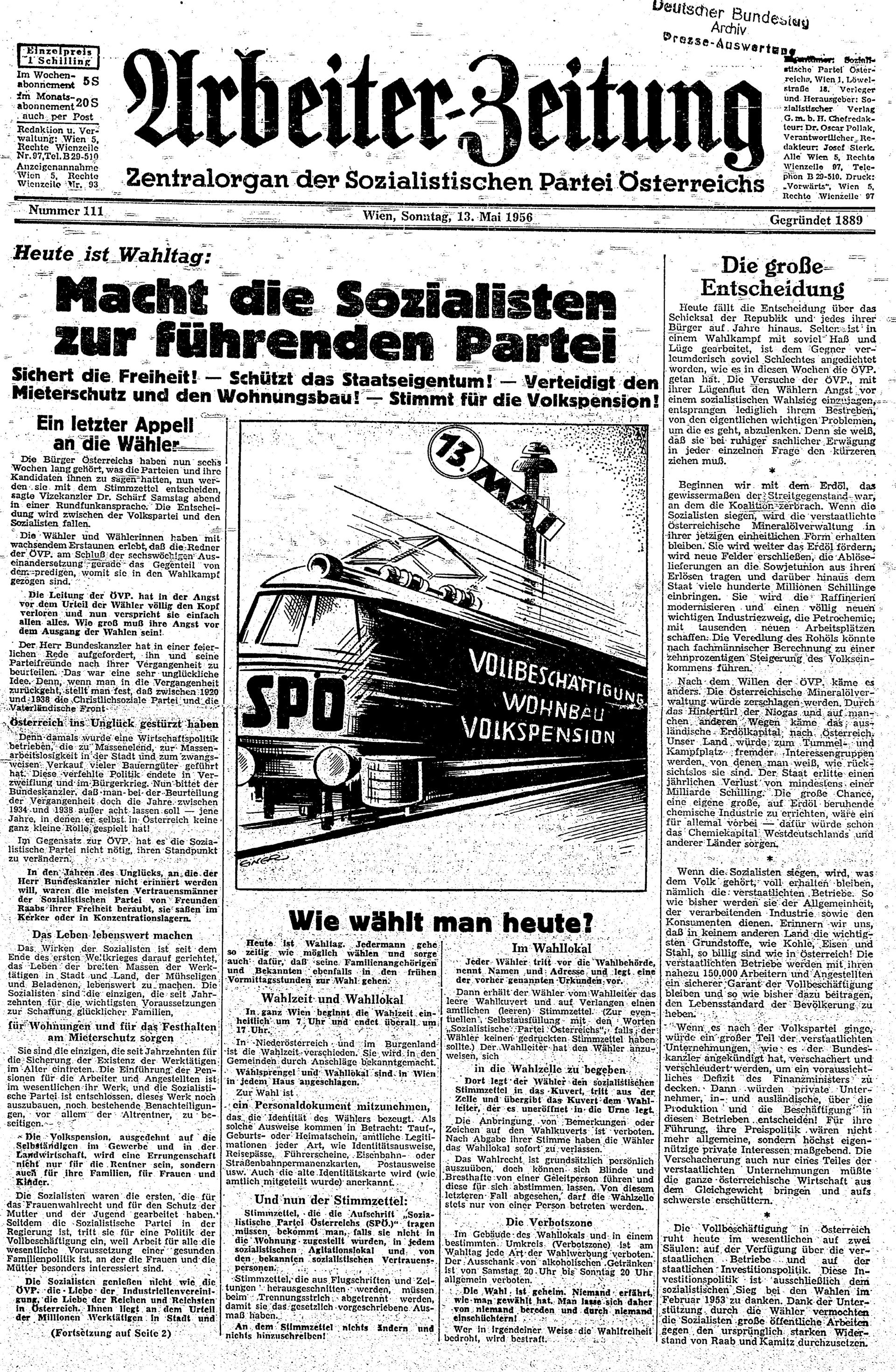 Ausgabe So. 13.05.1956, Seite 1