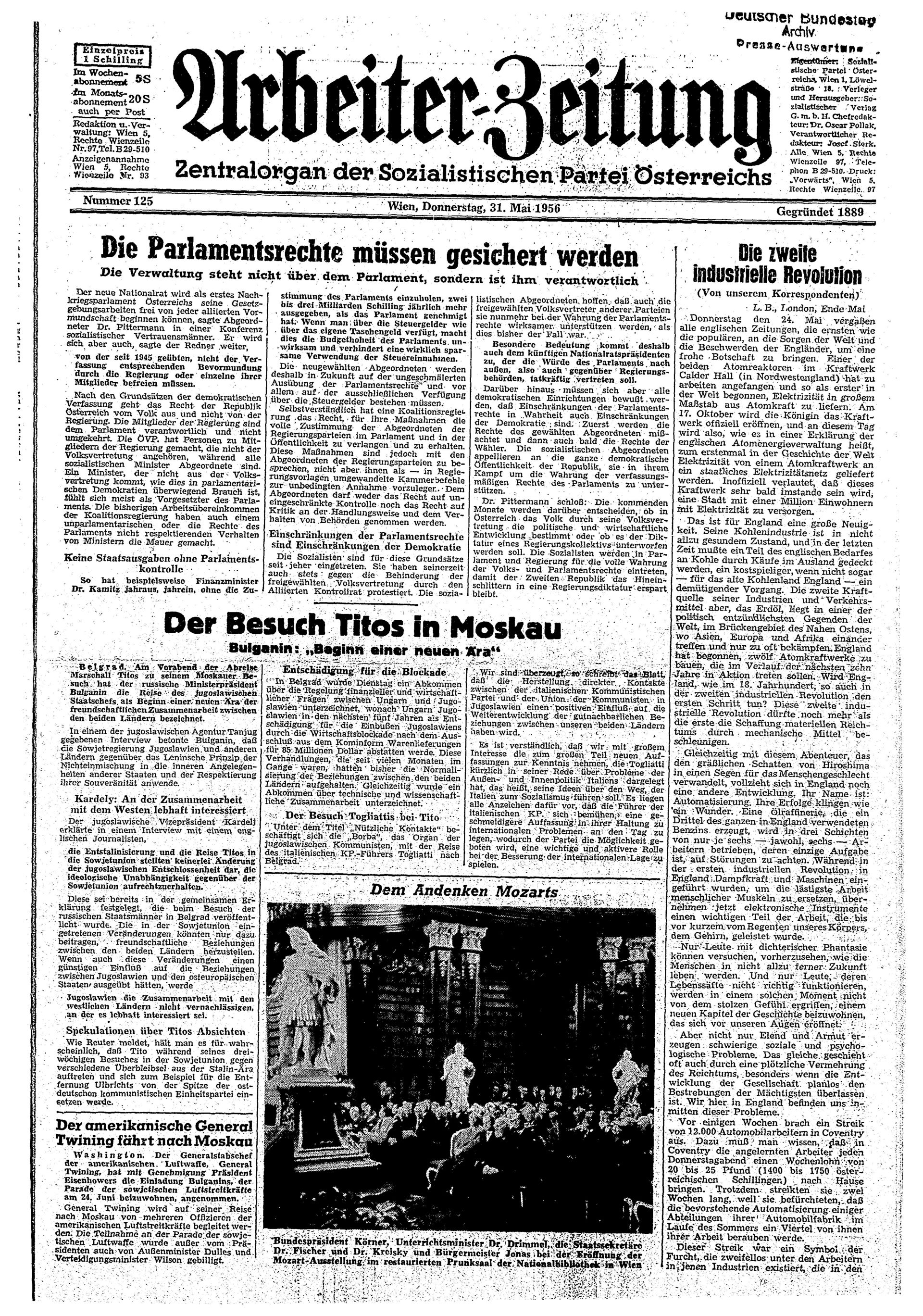 Ausgabe Do. 31.05.1956, Seite 1